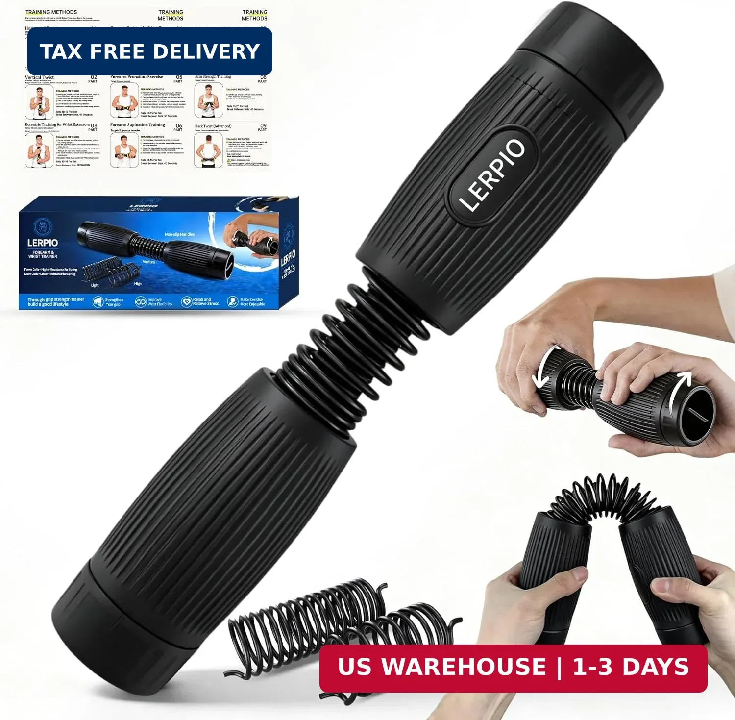 Forearm & Wrist Strength Trainer, Adjustable Resistance Forearm Exerciser with I