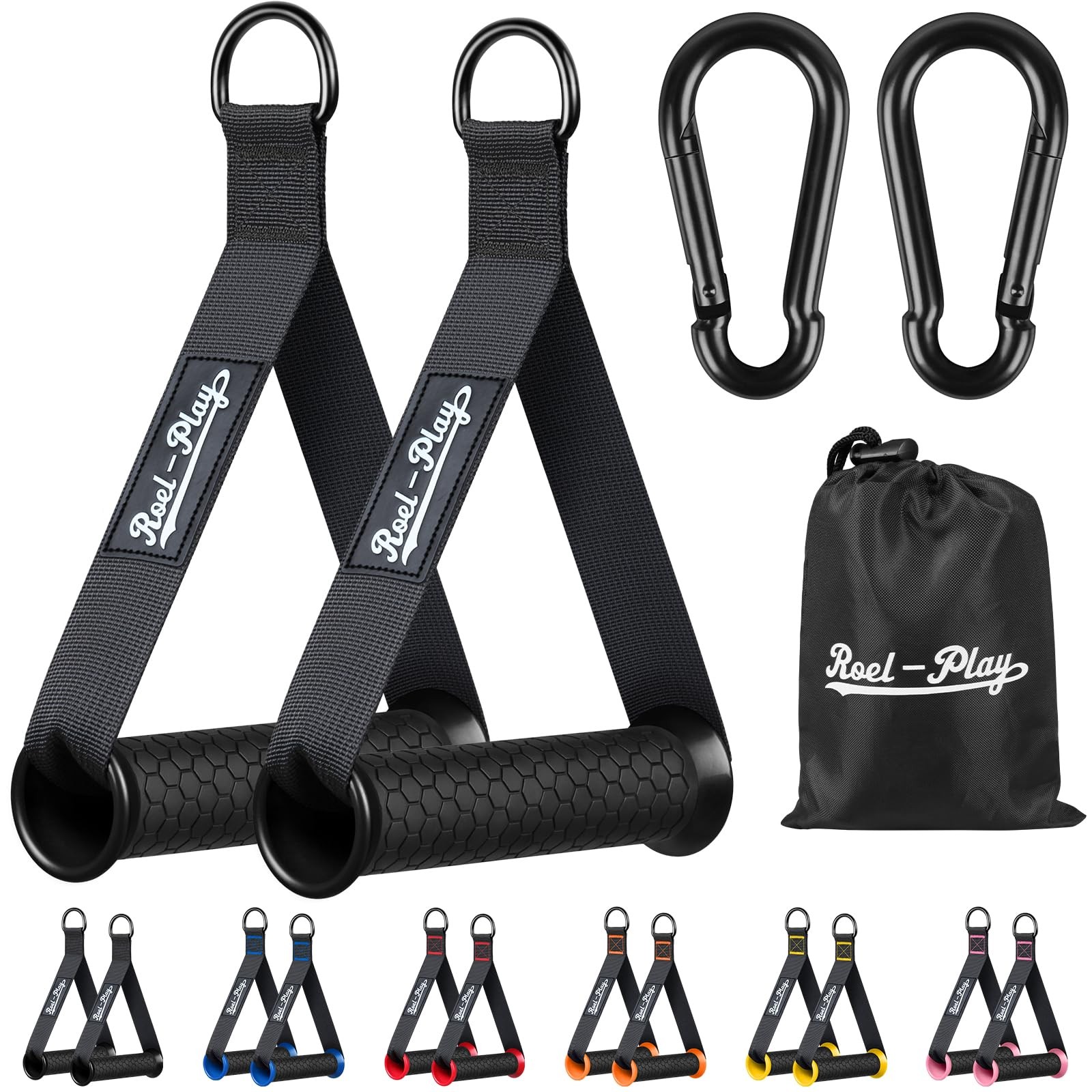 Gym Exercise Handles, Replacement Fitness Equipment 5.24 x 1.18 x 8", Black