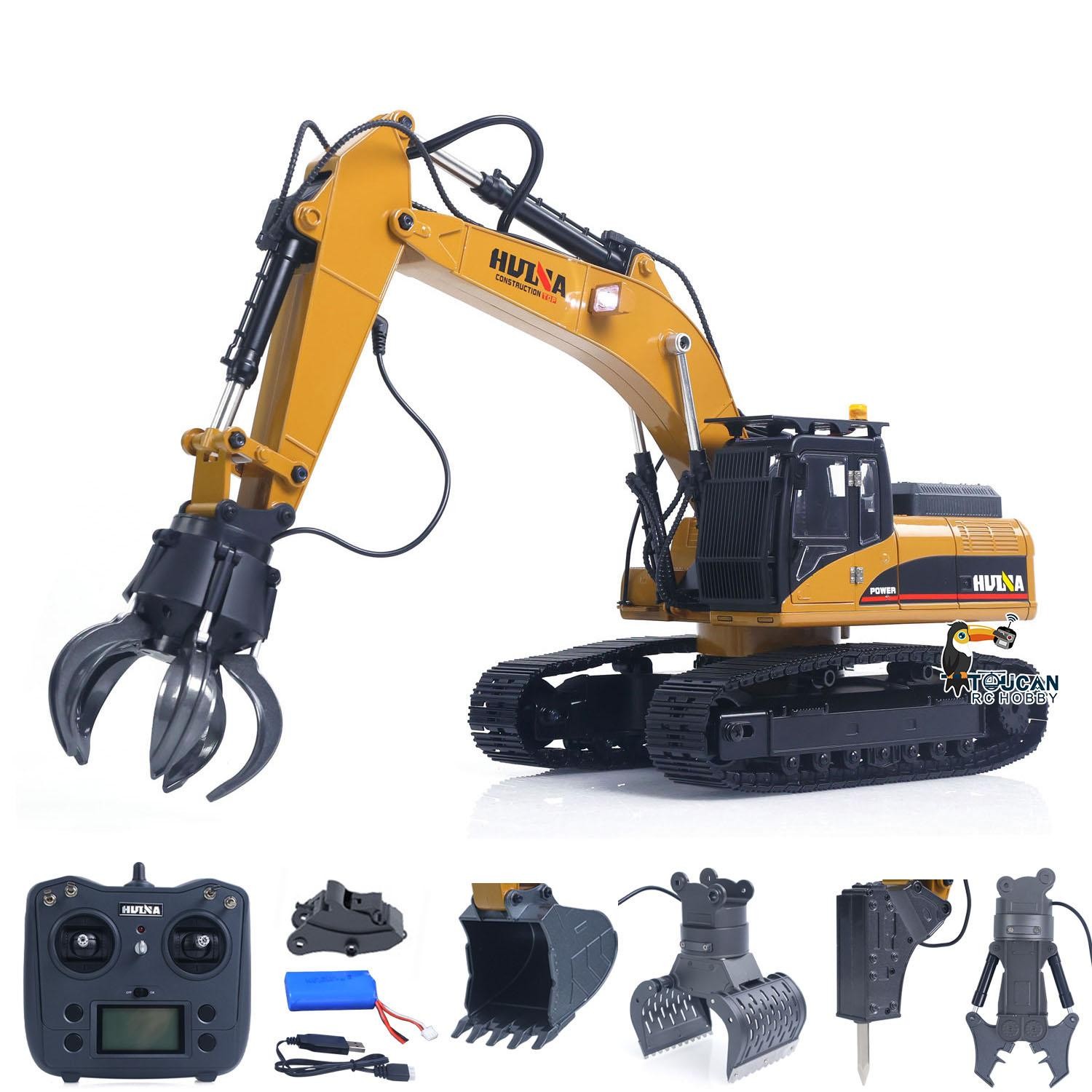 Used 1/14 HUINA 580 Metal Excavator Engineering Vehicle Electric Ball Grabber