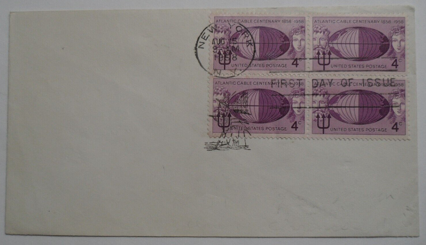 STAMPMART : USA 1958 NEW YORK NY POSTMARK B/4 COVER - ATLANTIC CABLE CENTENARY
