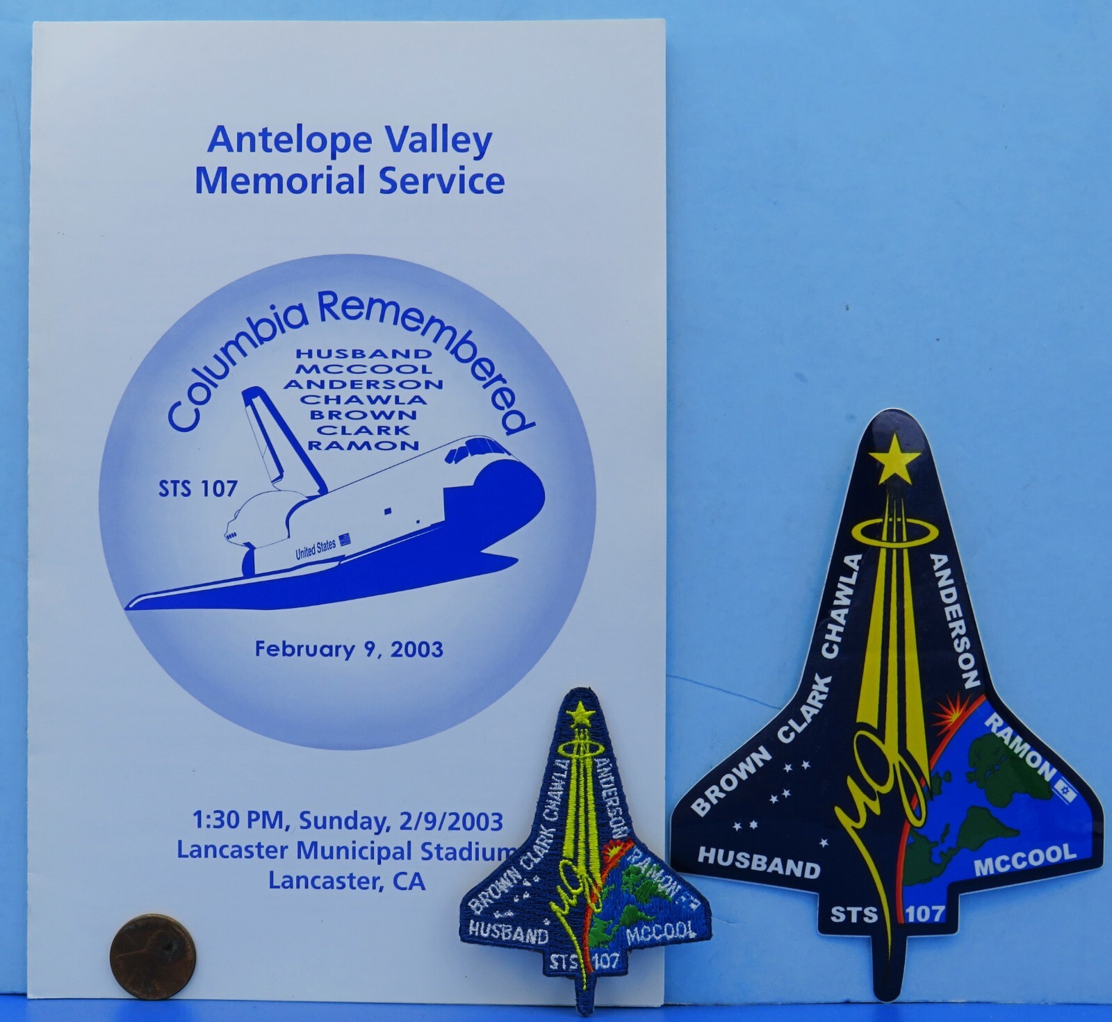 STS-107 Trio vtg Space Shuttle COLUMBIA final mission flight memorial NASA