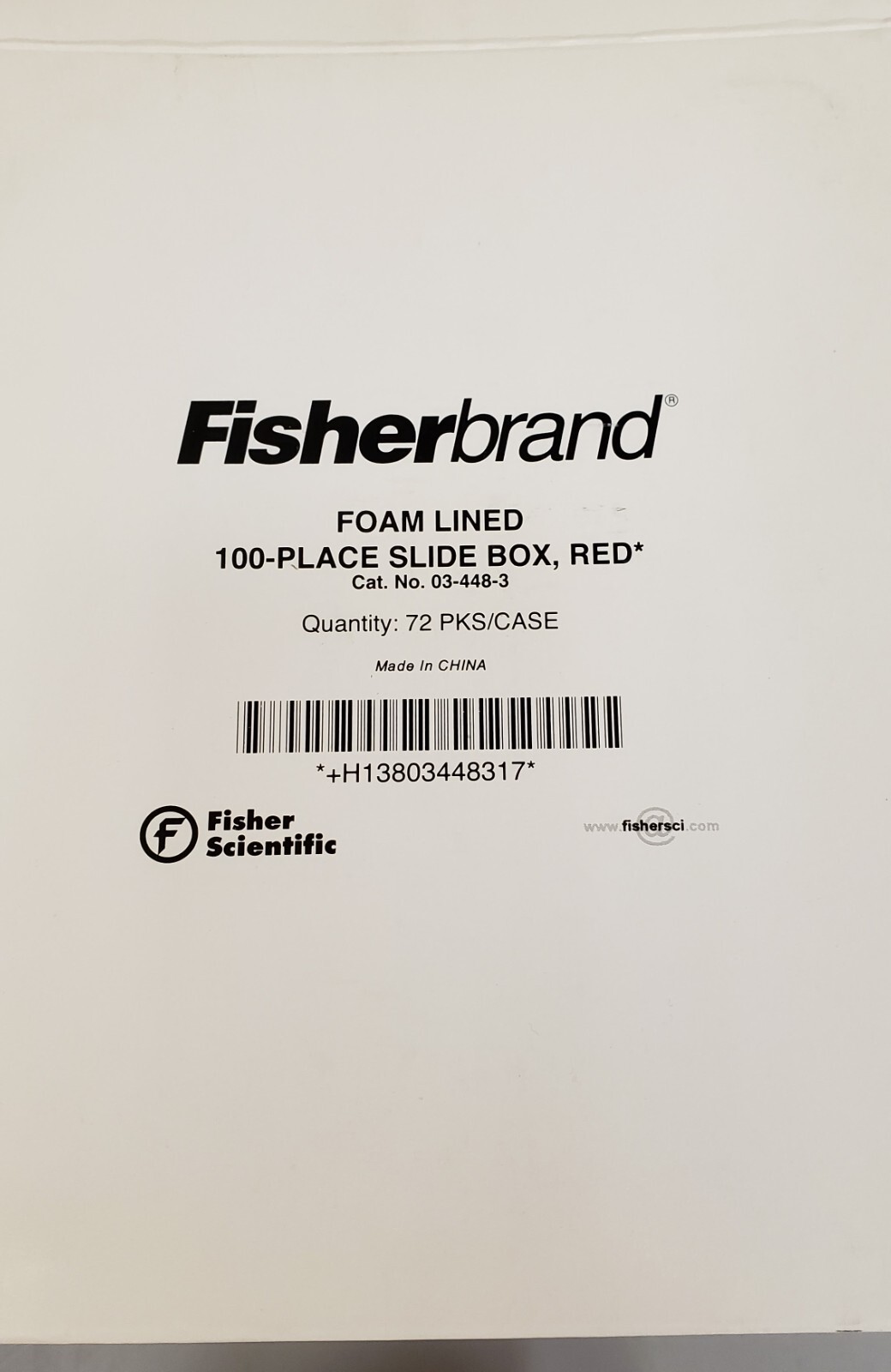 Fisherbrand Foam Lined 100-Place Slide Box, Red