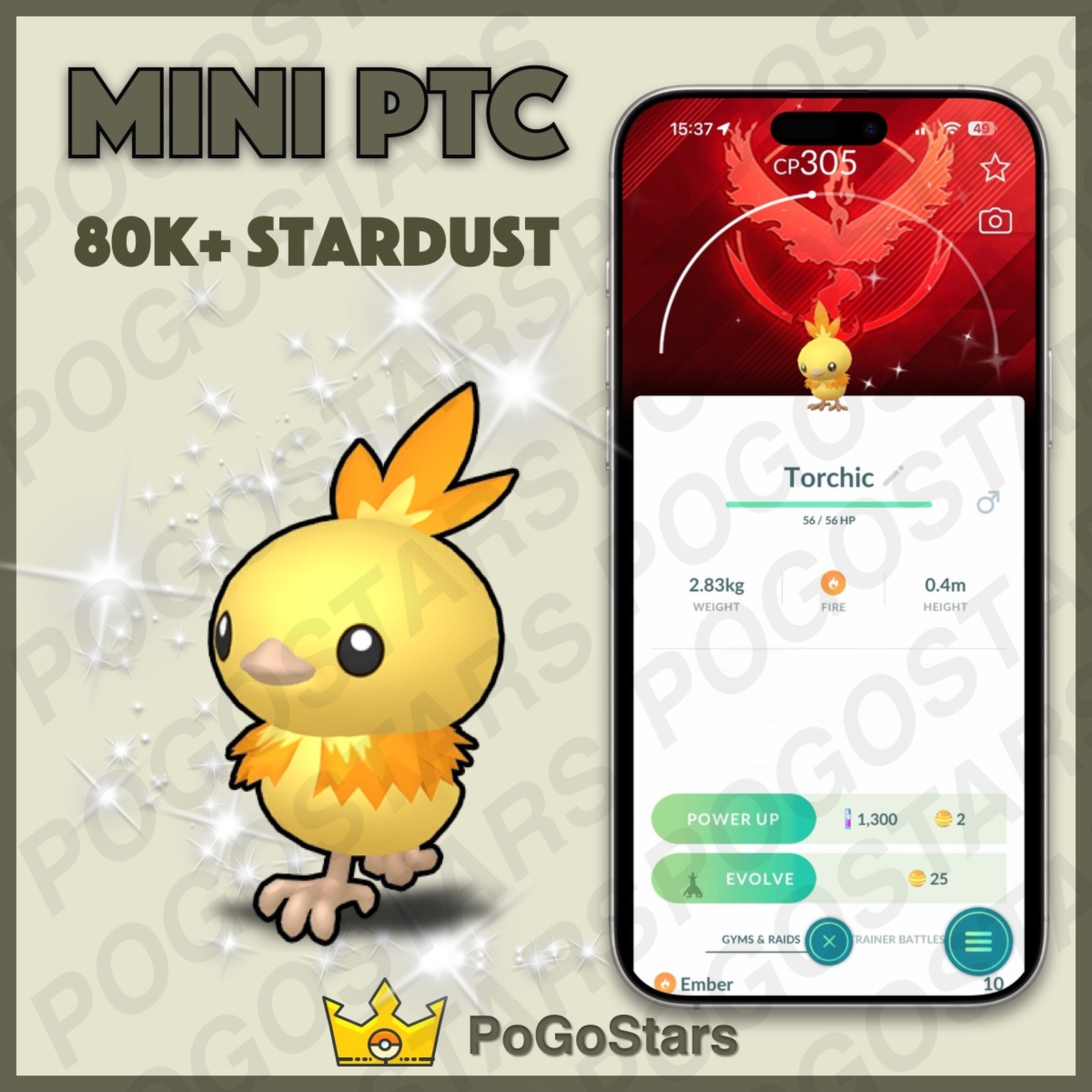 Pokémon PTC Go - Shiny Torchic - Team Valor✨Special Background✨