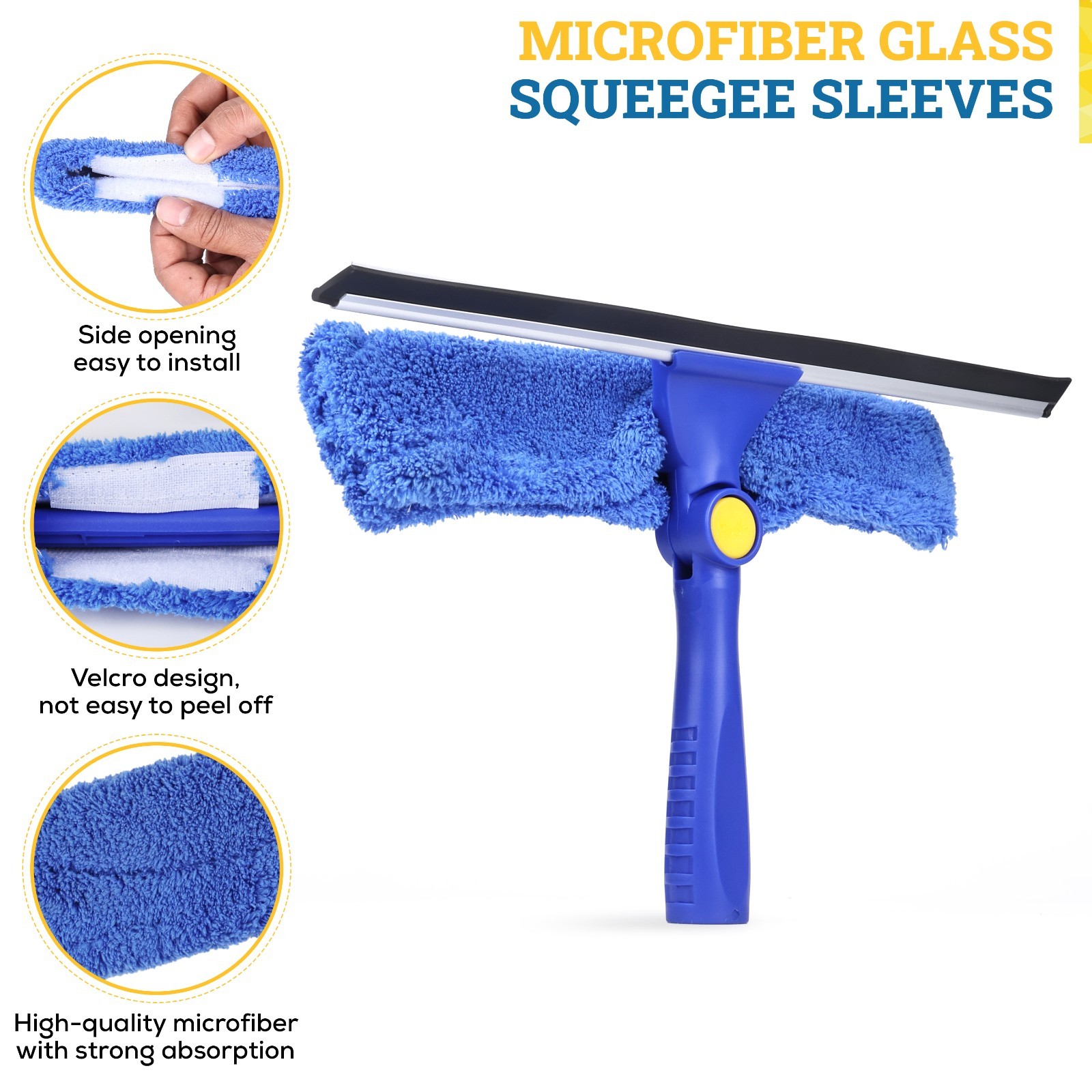 14" Window Combo Squeegee: Microfiber Scrubber Sleeve & Blade