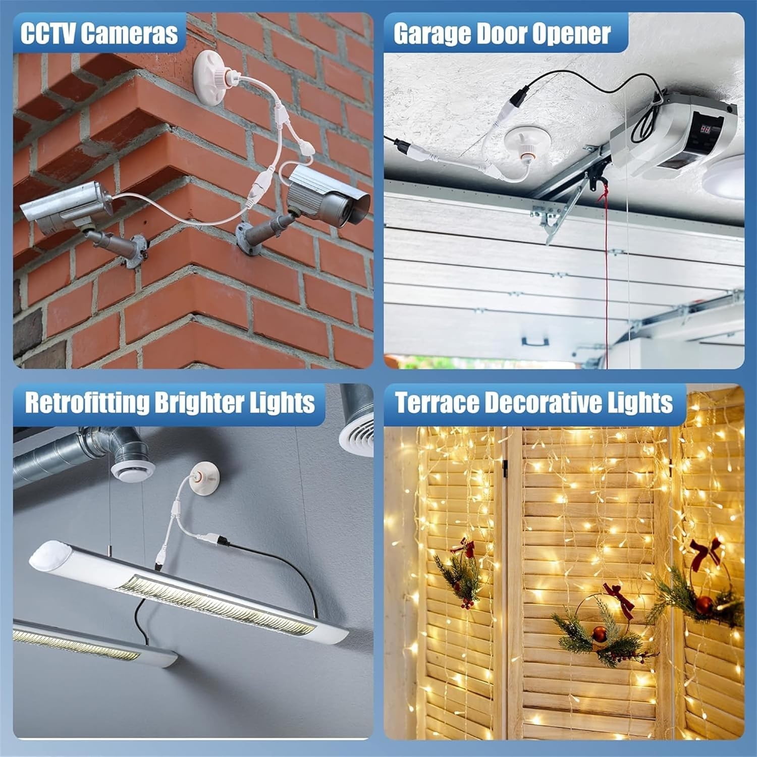 "2 in 1 Light Socket to Plug Adapter, Convert E26/E27 Bulb Socket to 2 Pieces ..