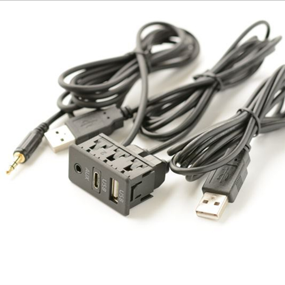 150CM Extension Cable Adapter Type C AUX USB Extender Car Dash Flush Panel Mount