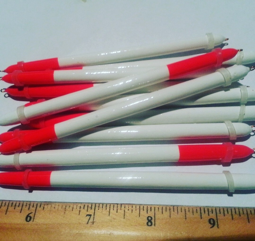 Balsa Wood Red/White Pencil Style Fishing Quills 5" (inch) 5 Quills High Quality