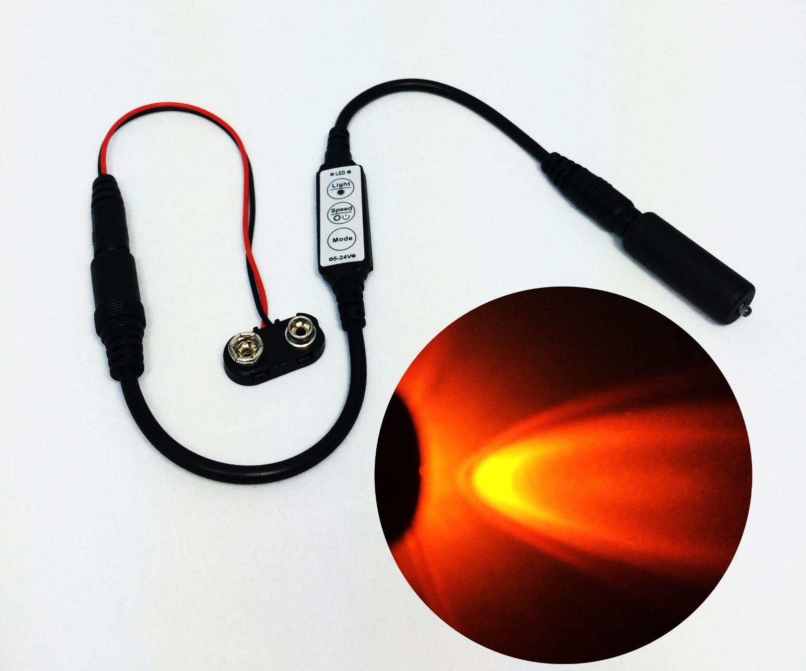 Micro Effects orange LED Light & Control Strobe Flash Blink 9 Volt MEL-PO1-D-9VB