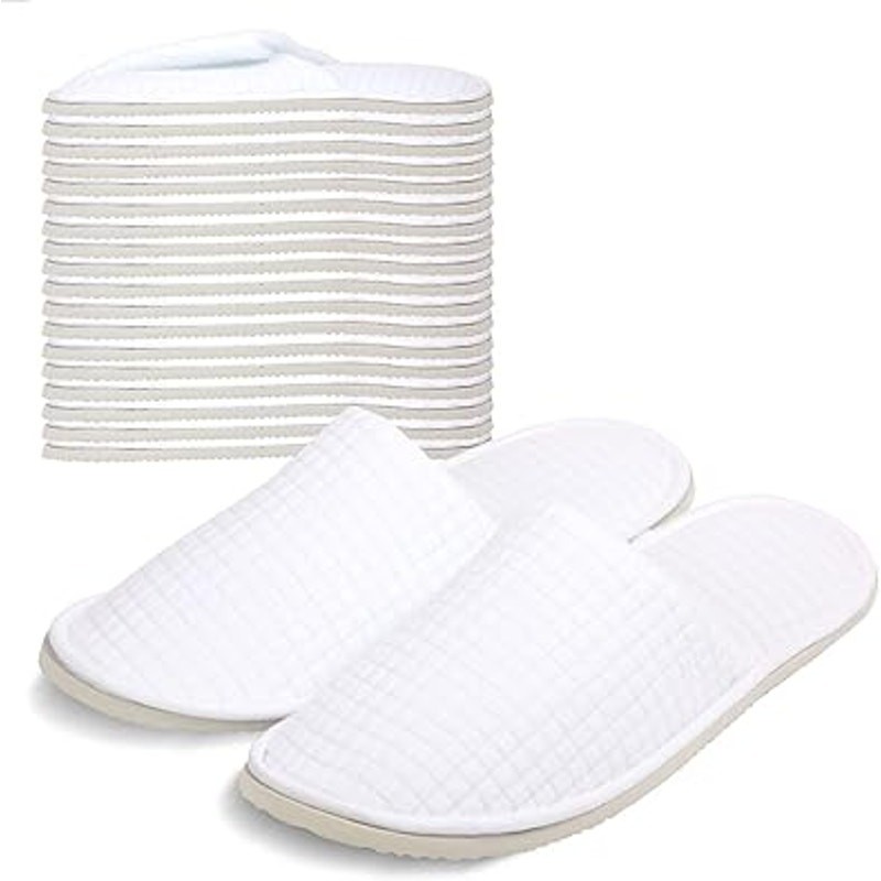 New Anmerl 8 Pairs White Slip On Universal Unisex Breathable Basic Spa Slippers