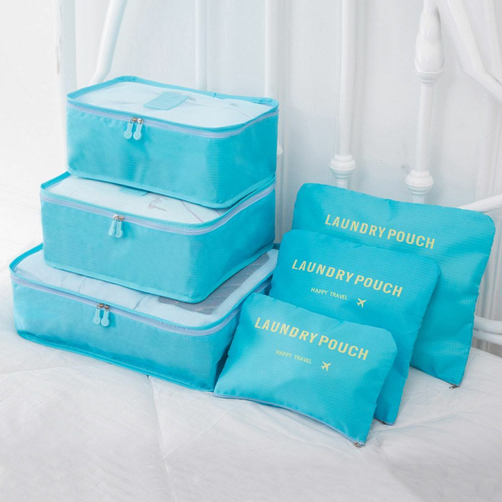 6Pcs Waterproof Clothes Storage Bags Packing Cube Travel Luggage Organizer Pouch