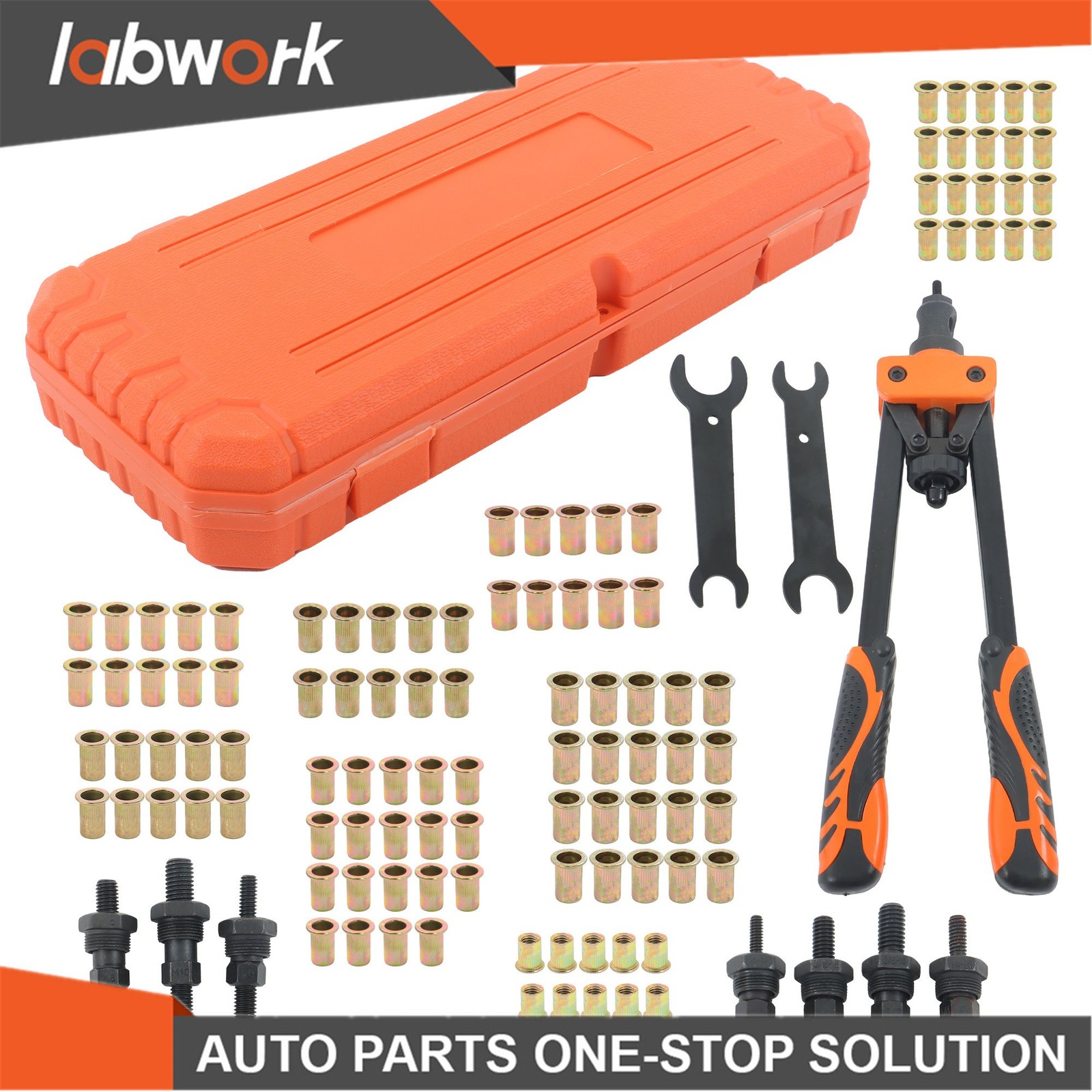 Labwork 14" Tool with 7 Metric & SAE Mandrels 70Pcs Rivnuts Assortment Kit