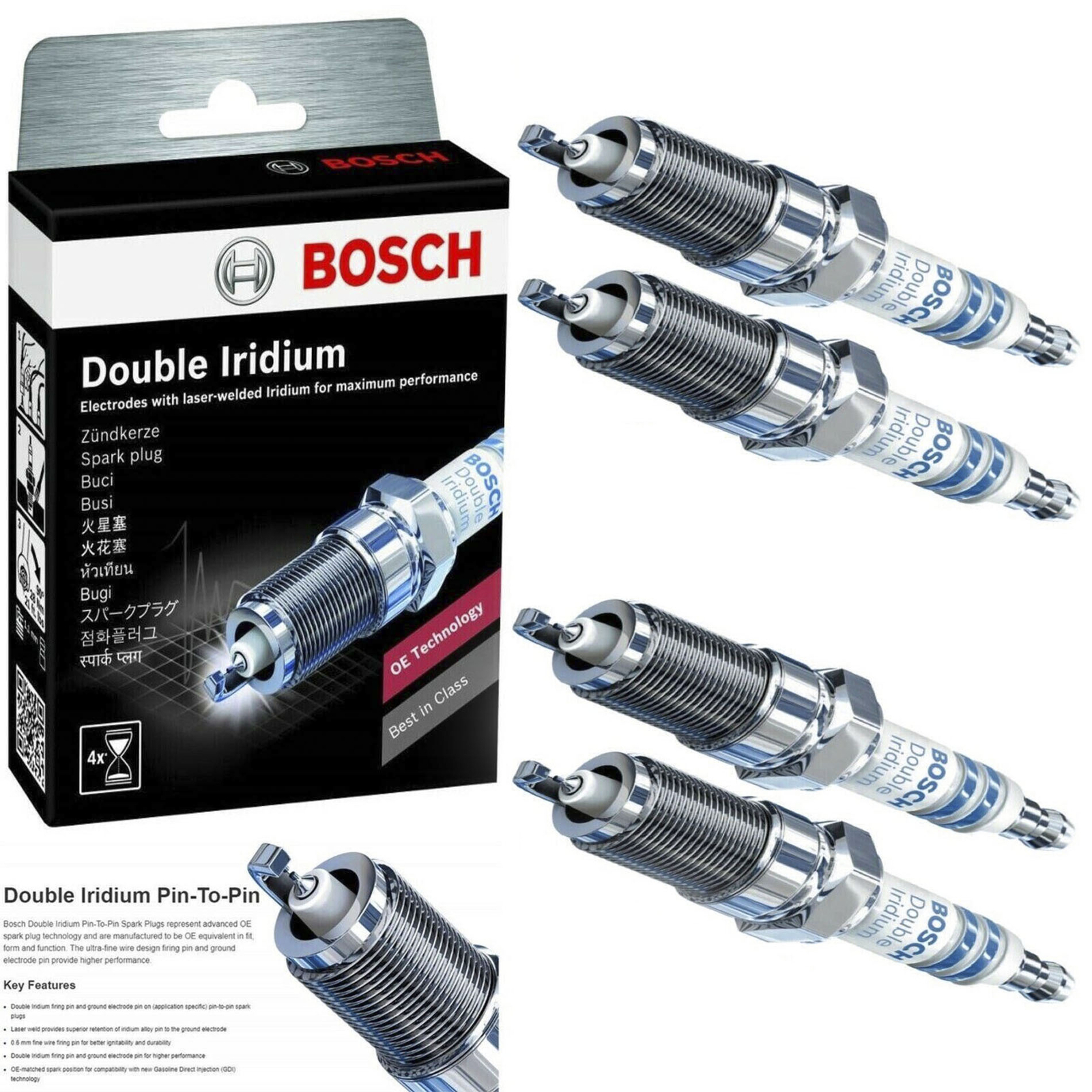 For 2008-2013 Subaru Forester 96319 4PCS OE Germany Double Iridium Spark Plug