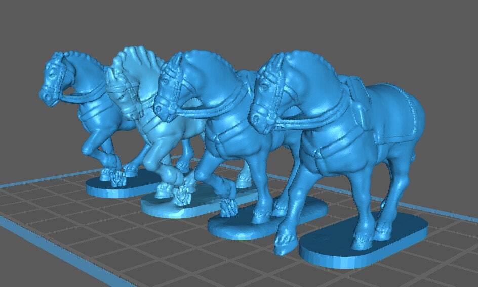 Russian Cuirassier horse 1805 walking - Ru Co3 - 4 minis - Great for Table Top W