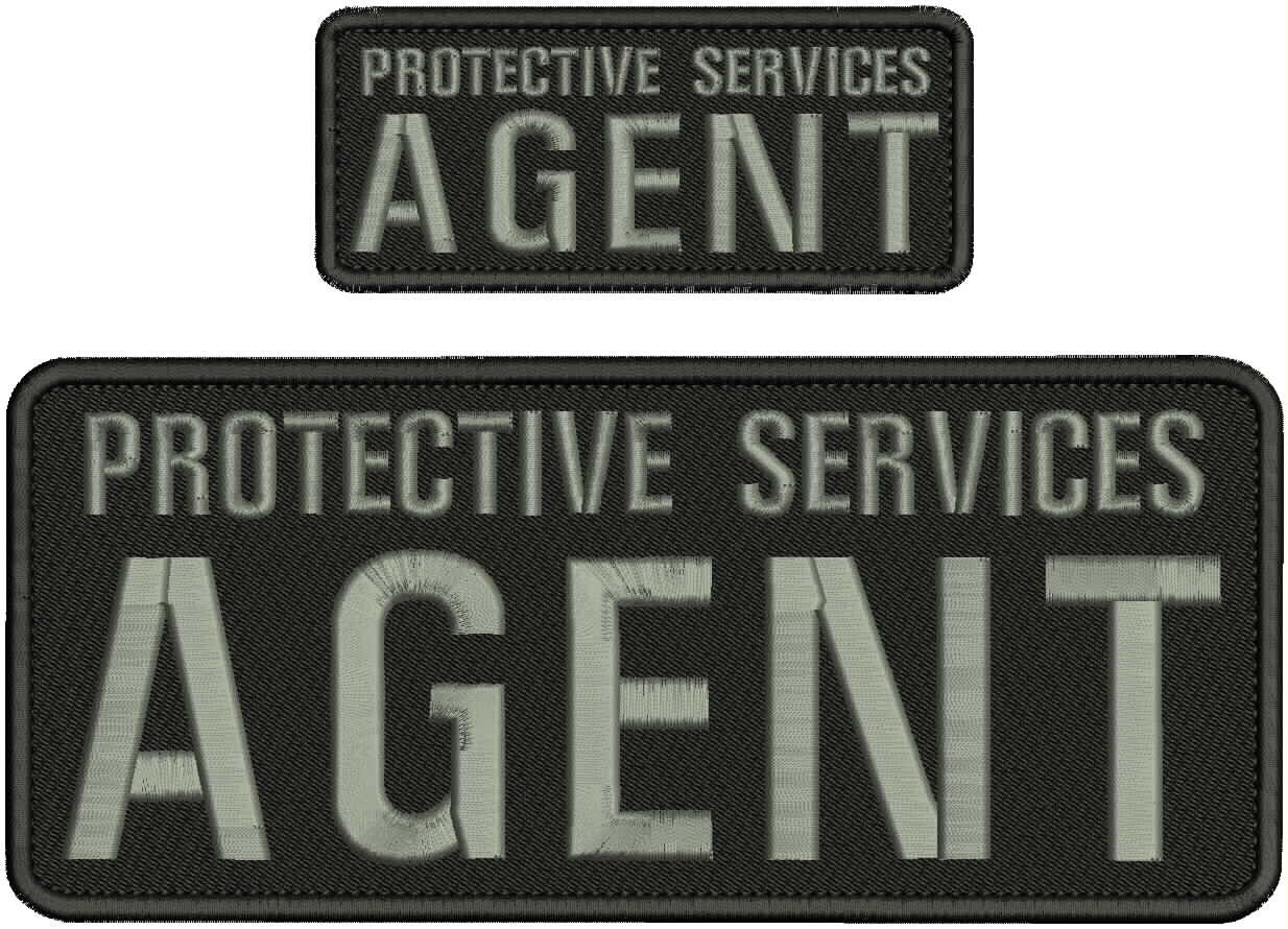 PROTECTIVE SERVICES AGENT embroidery patches  4X10 2x5 hook GREY