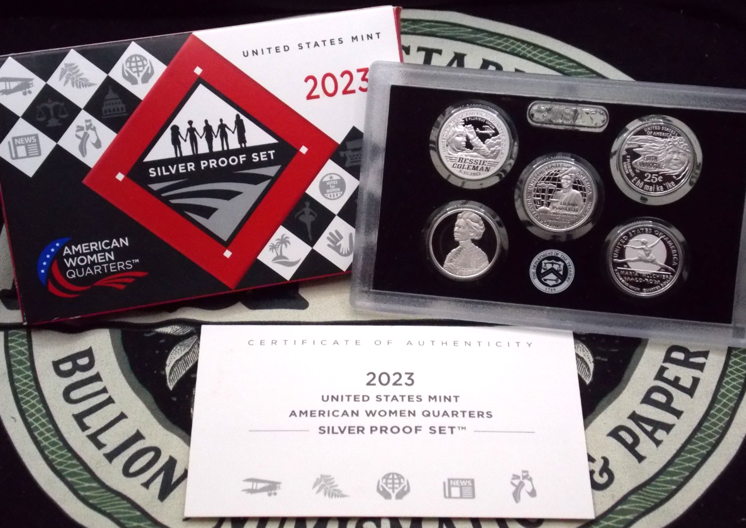 2023 "S" PROOF American *WOMEN* Quarters SILVER (5 Coin) Set 25c Box & COA ECC&C
