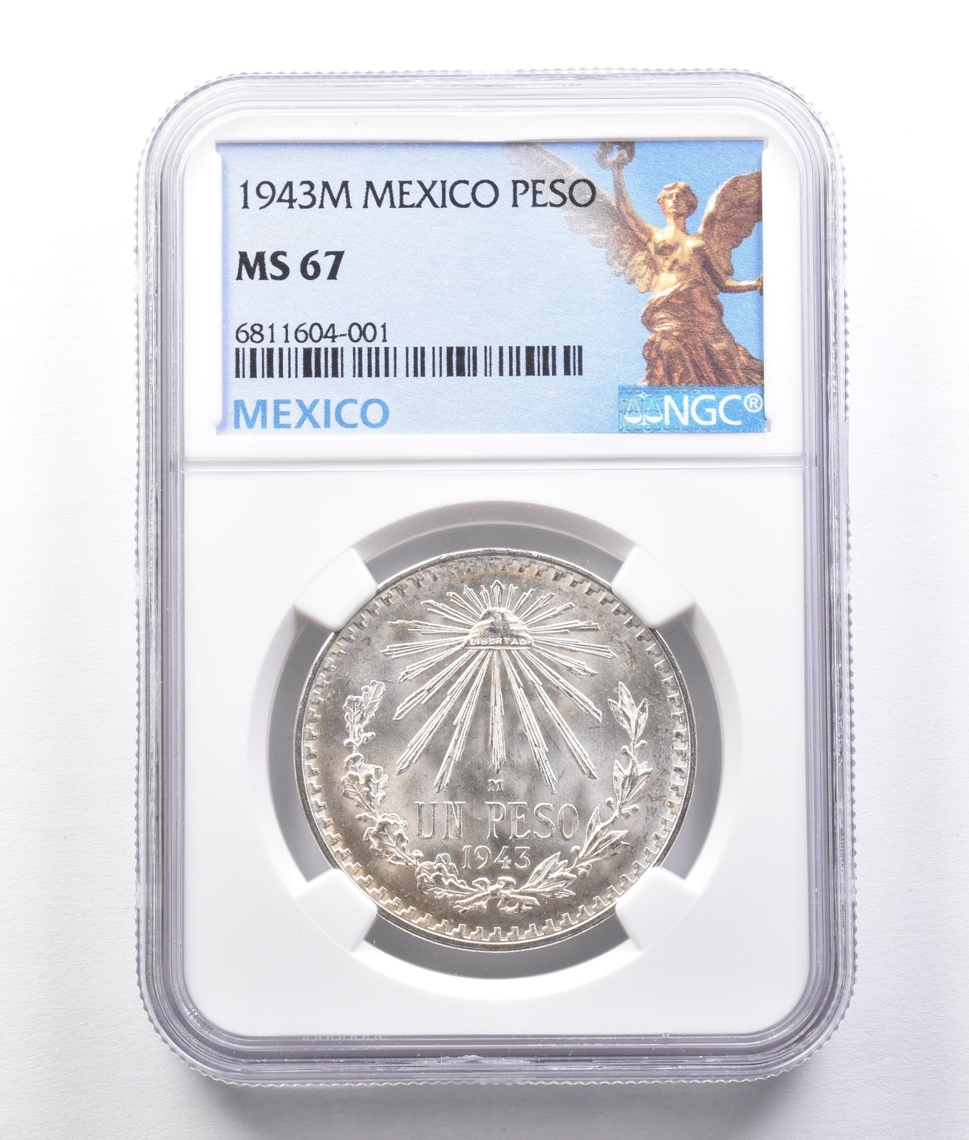 1943 M Mexico Peso Silver MS67 NGC *2579