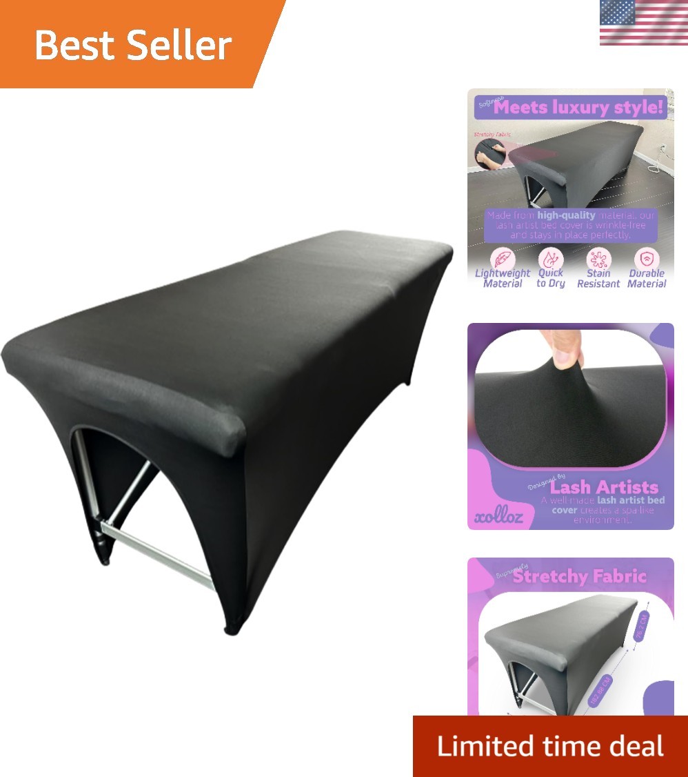 Luxury Black Stretch 6ft Massage Table Cover - Fitted & Machine Washable