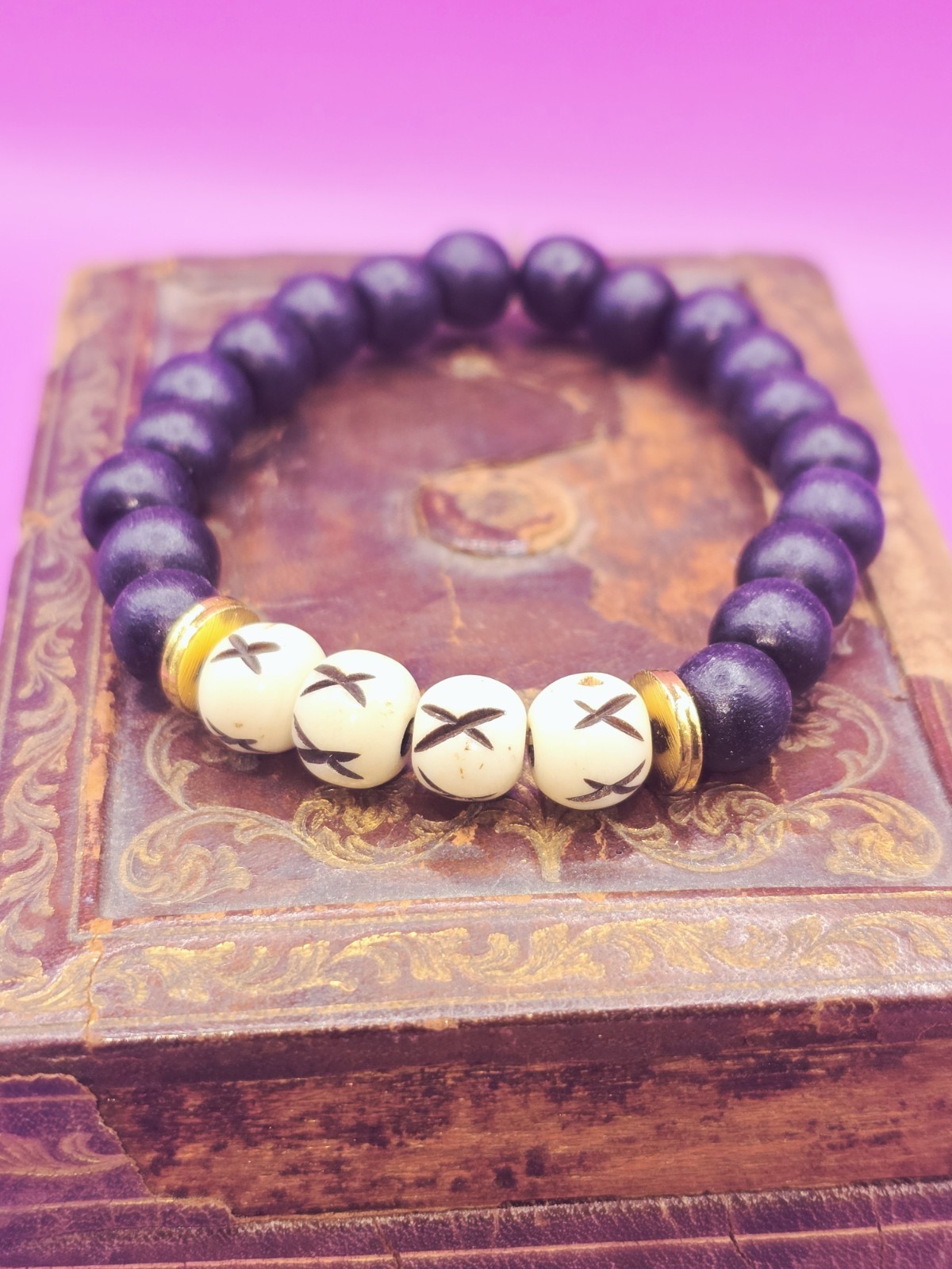 Fine Bone And Wood Bead Bracelet