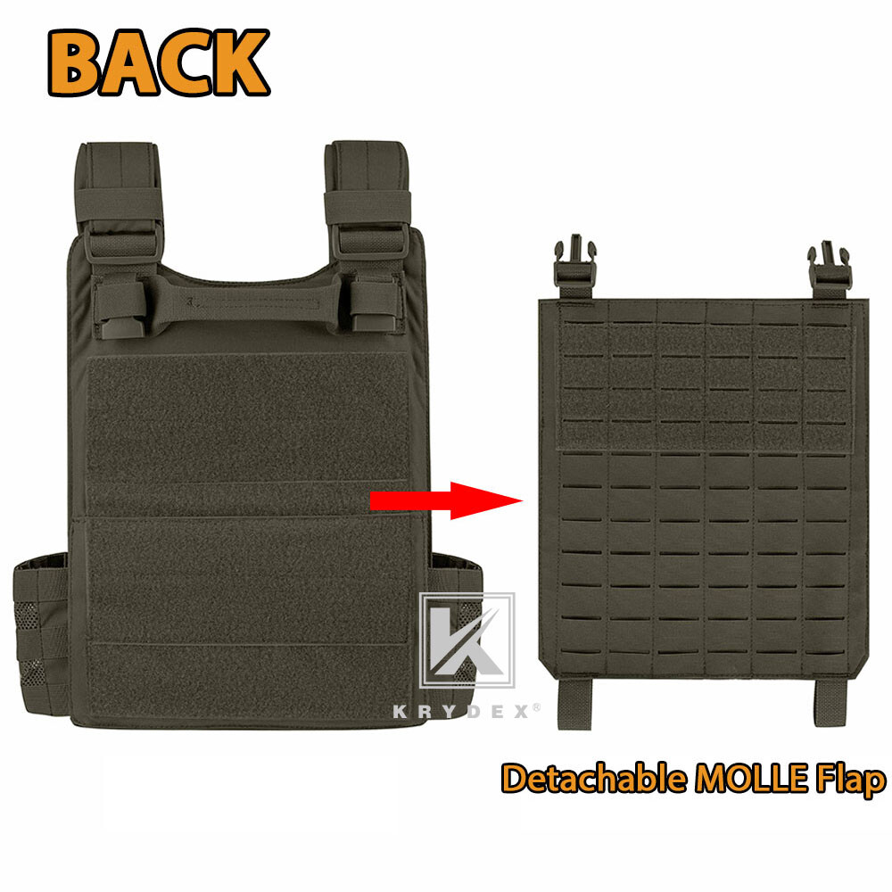 KRYDEX Tactical Plate Carrier Quick Release MOLLE Panel with Clip Ranger Green