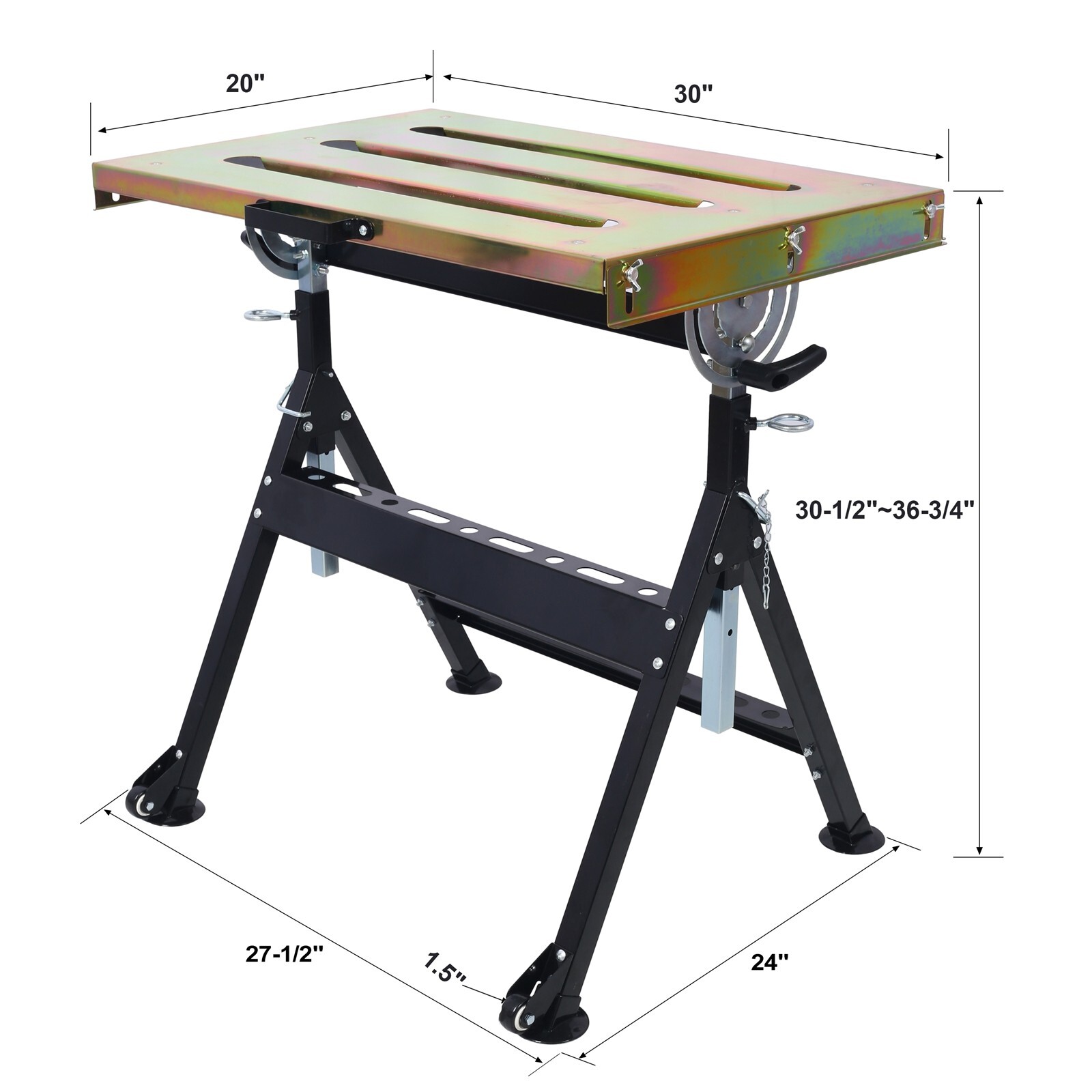 Adjustable Welding Table 30" x 20", 400lbs Load Steel Folding Welding Workbench