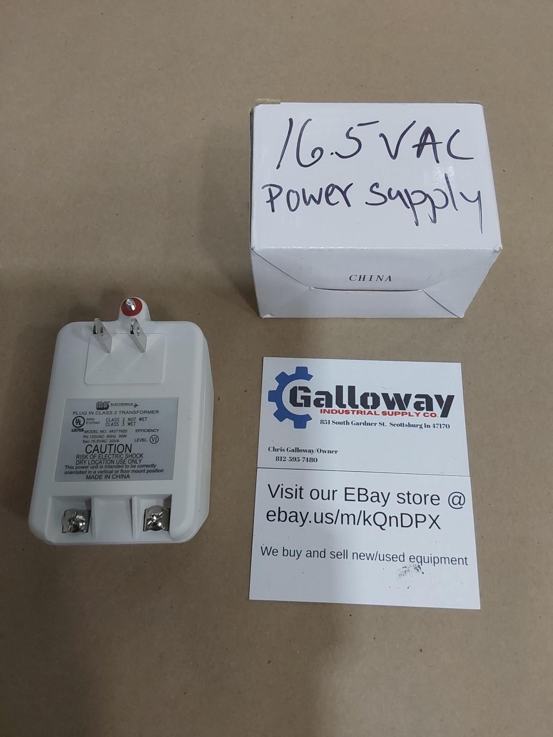 MG Electronics MGT-1620 16.5VAC 20VA Class II Power Supply CCTV Terminal Output