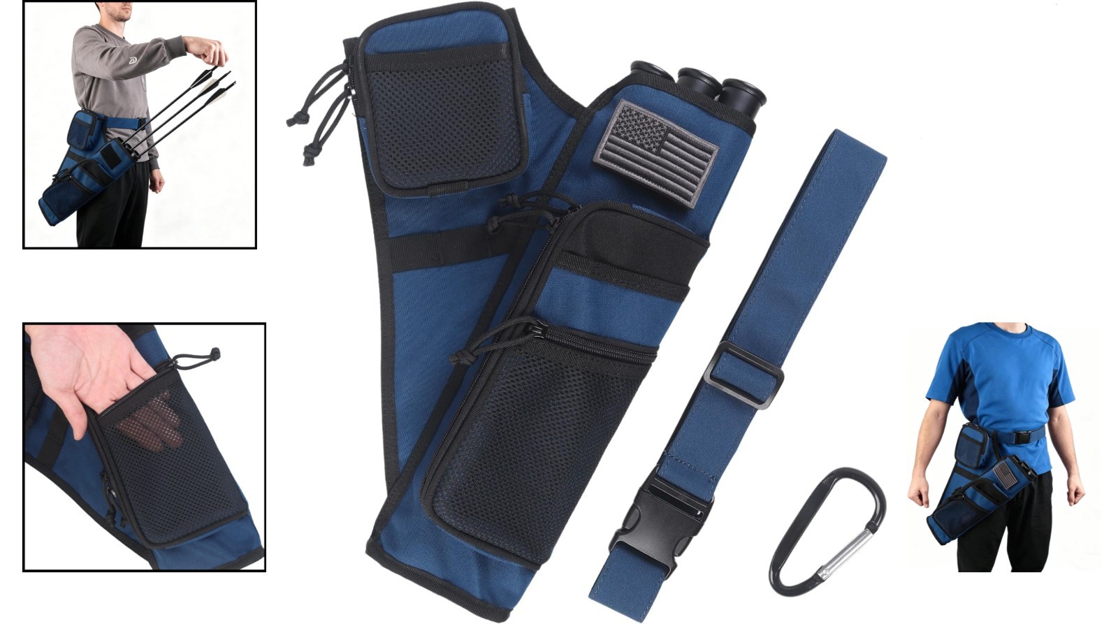 Lightweight Adjustable Hip Quiver with Separate Arrow Storage - Archery Gear