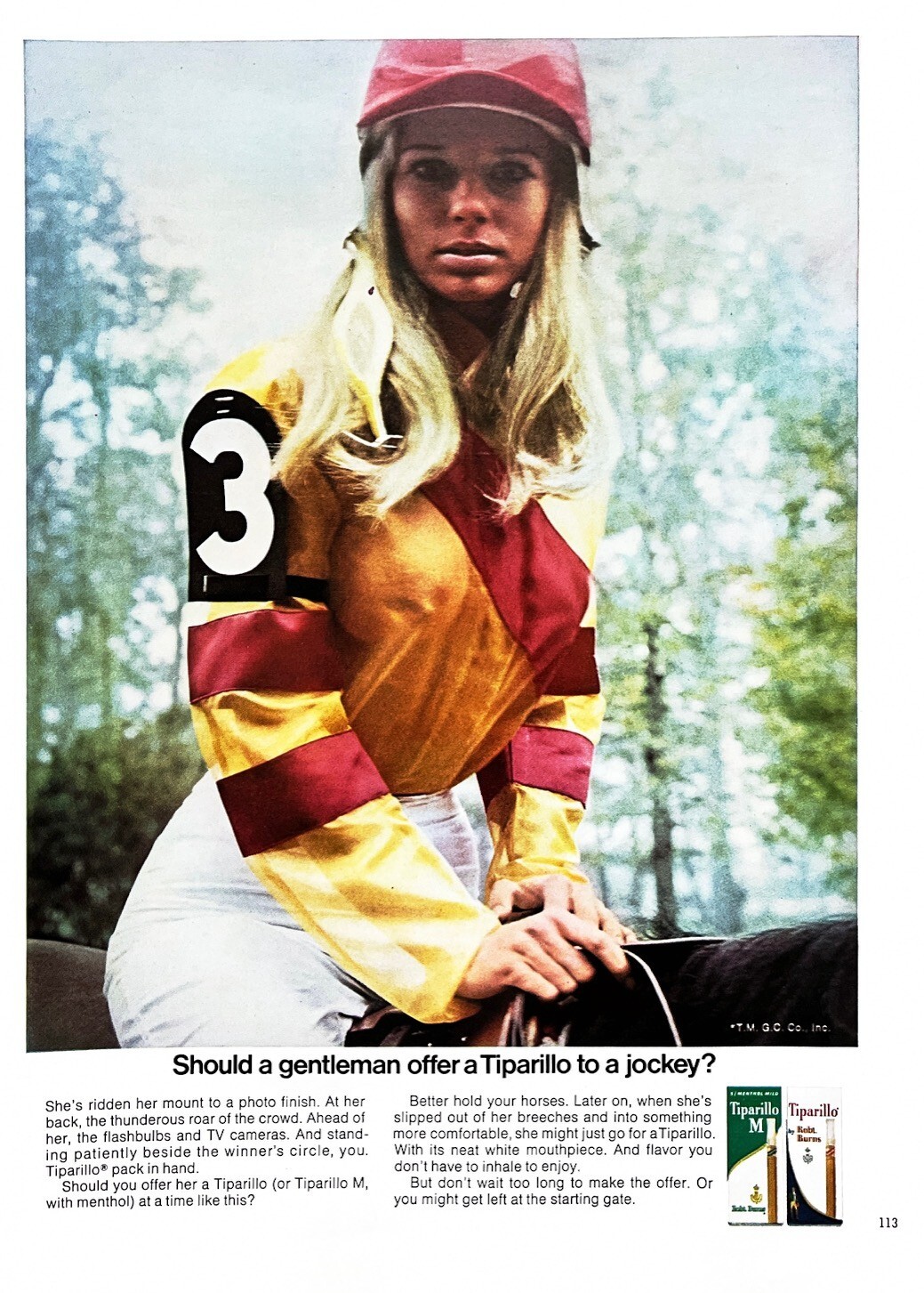 1969 TIPARILLO Genuine Vintage Print Ad Cigarettes Cigars Sexy Woman Jockey