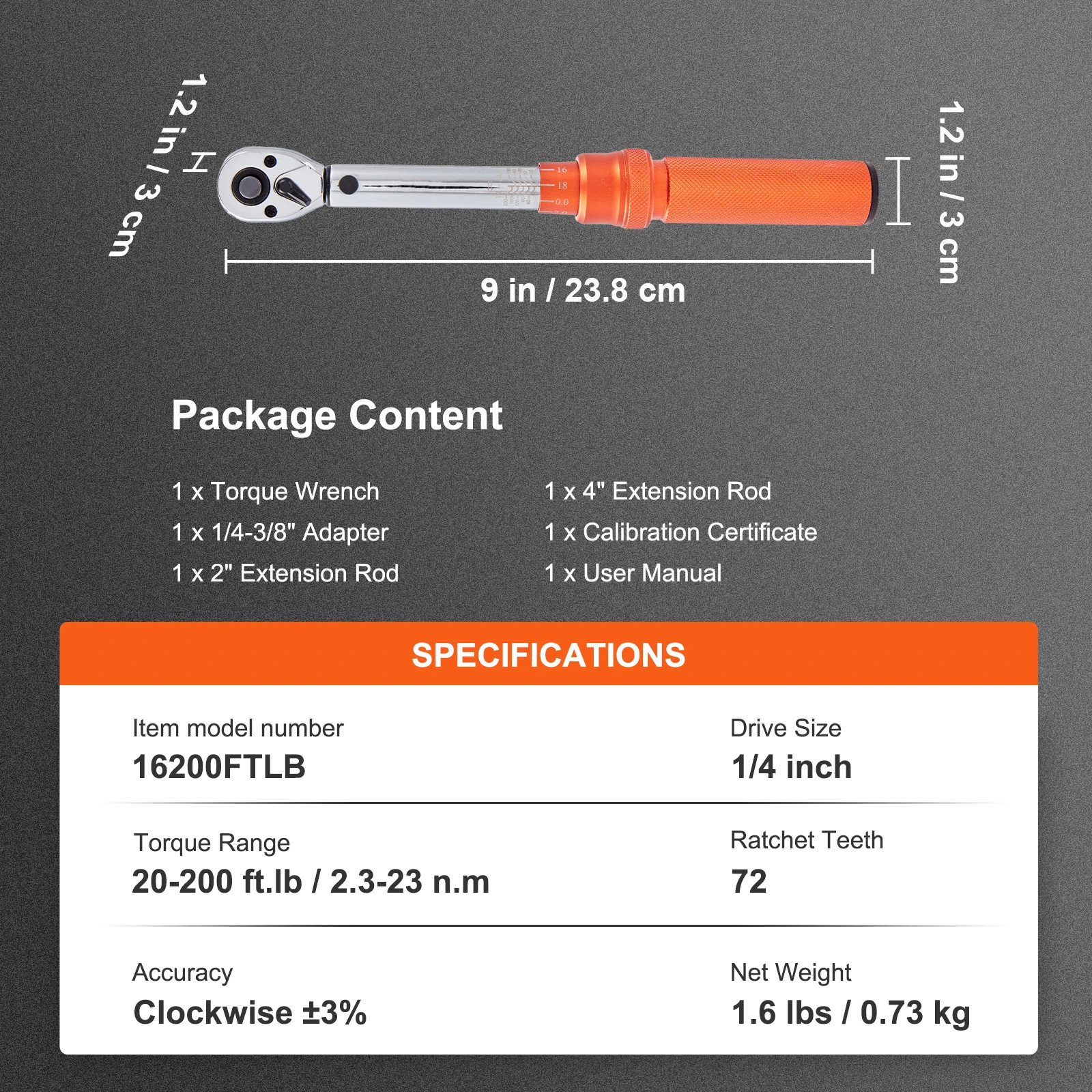 Torque Wrench Set Drive Click Torque Wrench Dual-Direction Adjustable Mechanical