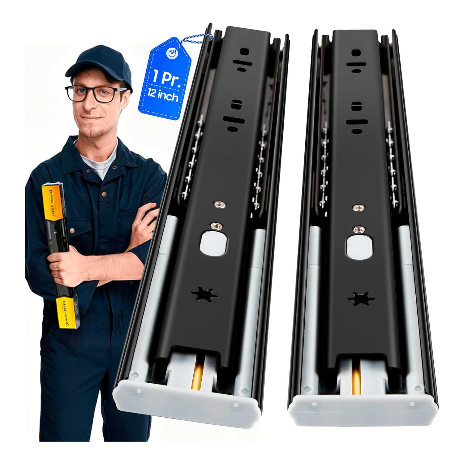 Soft Close Drawer Slides Full Extension Ball Bearing 12–24 Inch 100LB