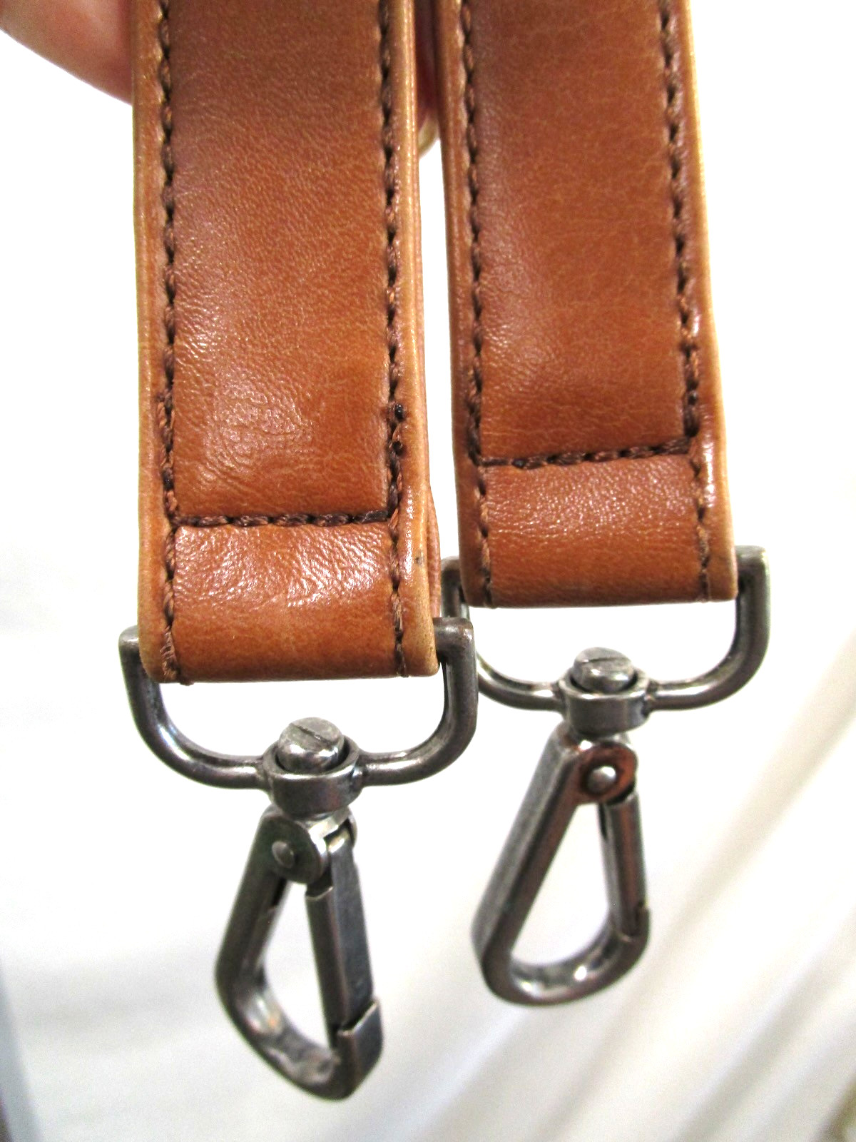 Brown Leather Silver Hardware Adjustable Replacement Shoulder Strap