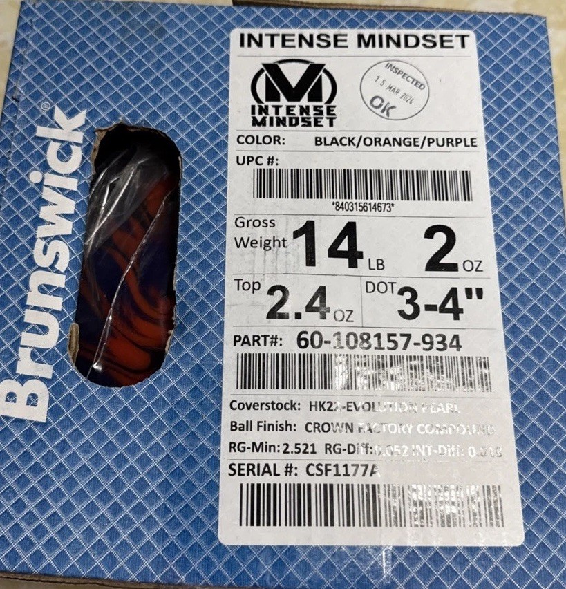 14lb Brunswick Intense Mindset Bowling Ball NIB!