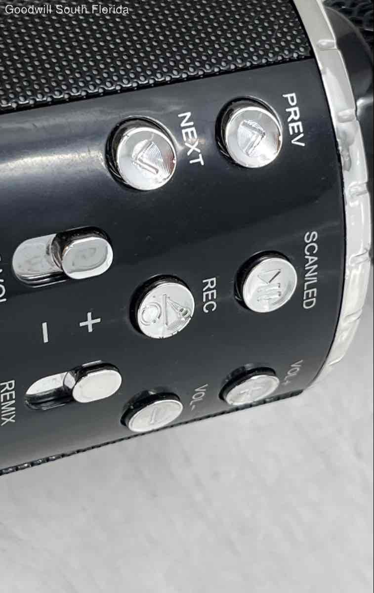 Black Silver-Tone Portable Handheld Wireless Karaoke Microphone Not Tested