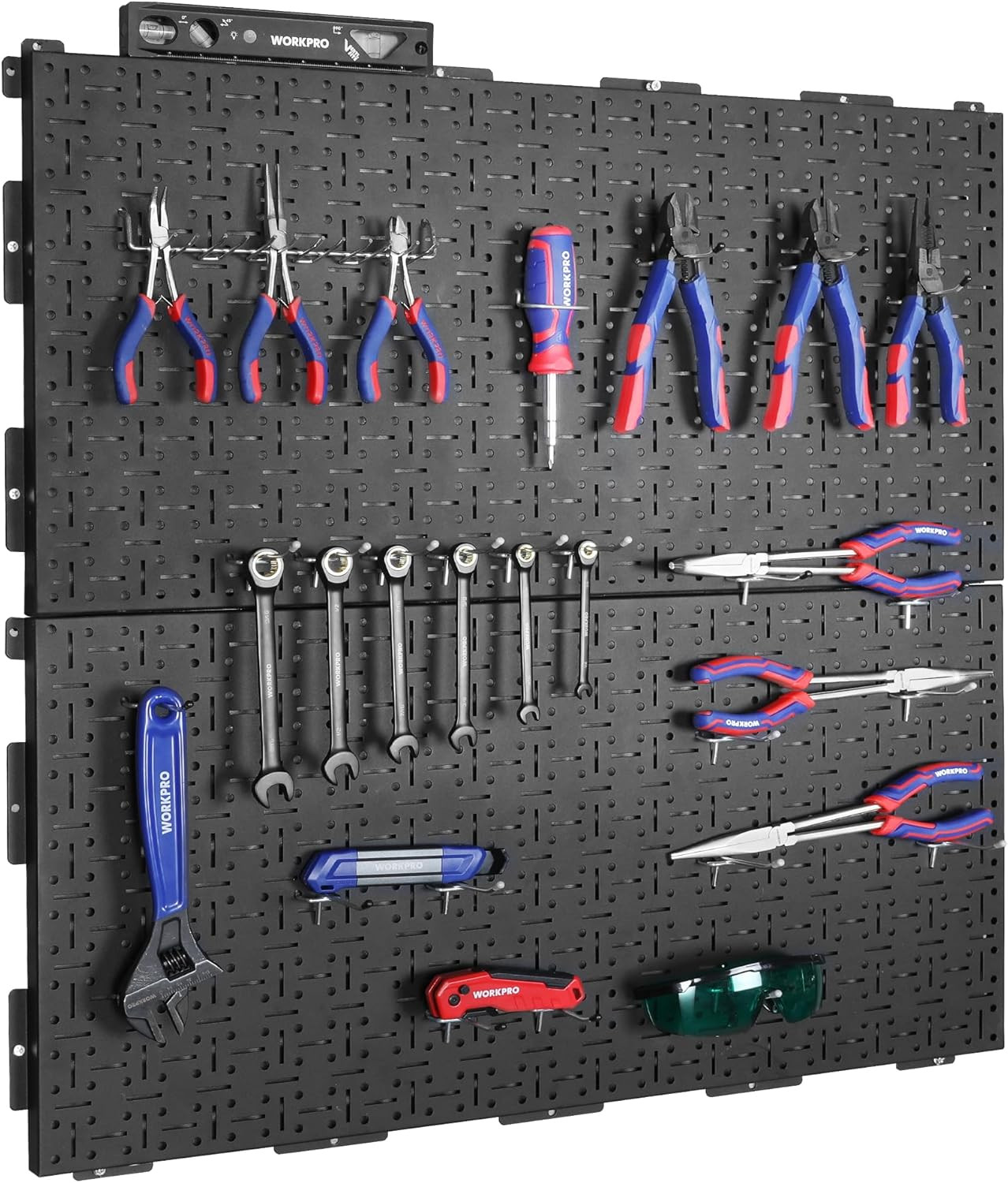 Metal Pegboard 16”X 32” Steel Panel with round Holes & Vertical Slots, Black Hea