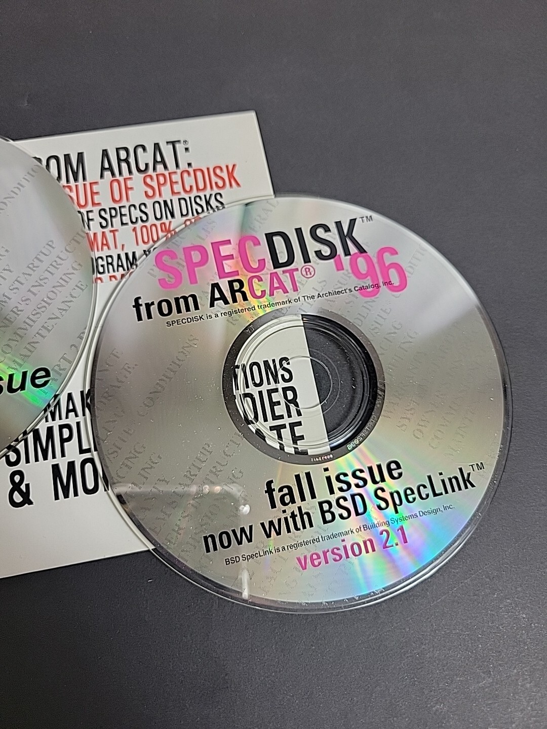Spec Disk 1996 Spring Issue ArCat 96 speclink bsd 2 disc lost media