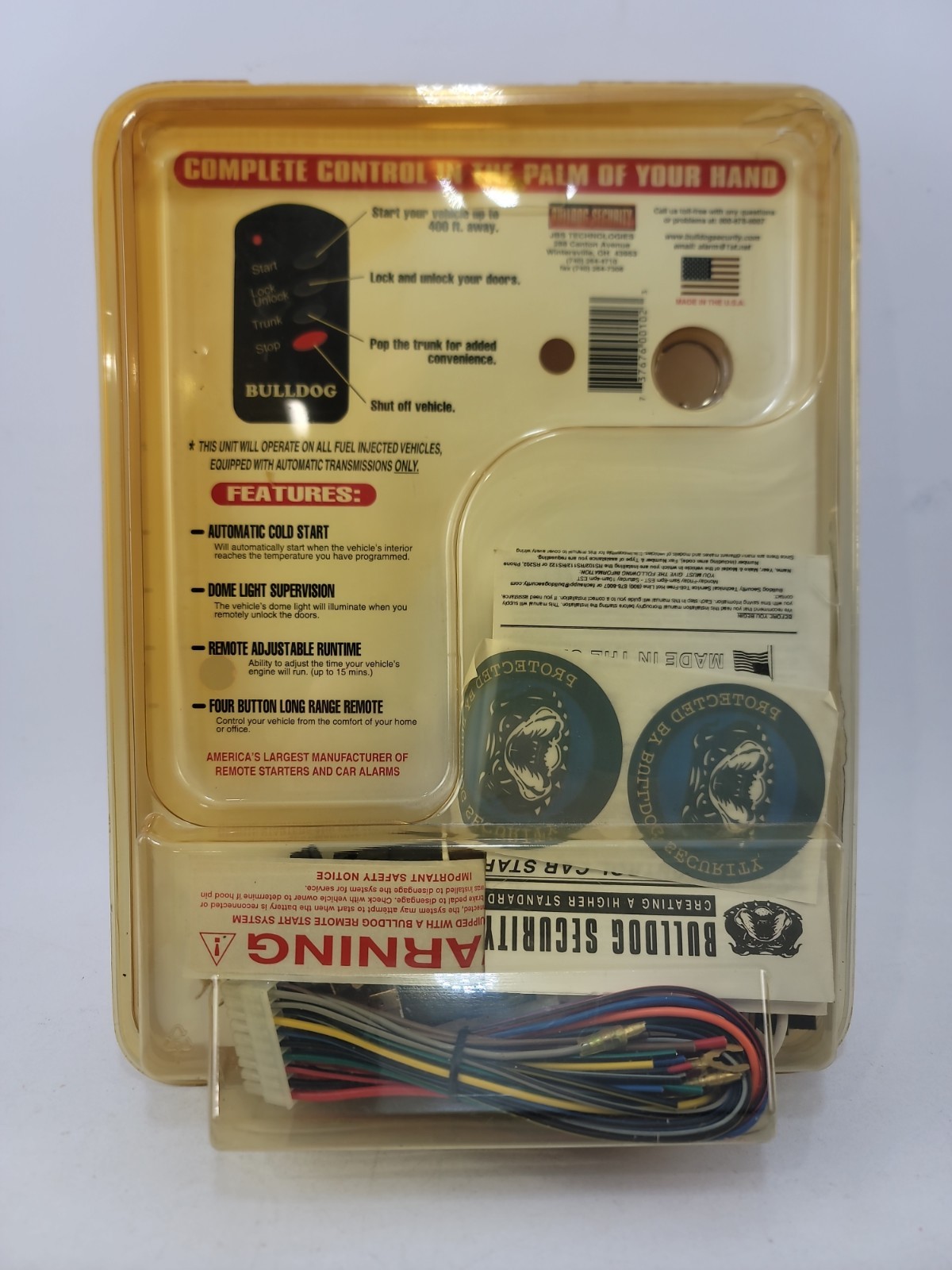 BULLDOG SECURITY Remote Starter, Keyless Entry & Remote RS112 Made In USA 🇺🇸