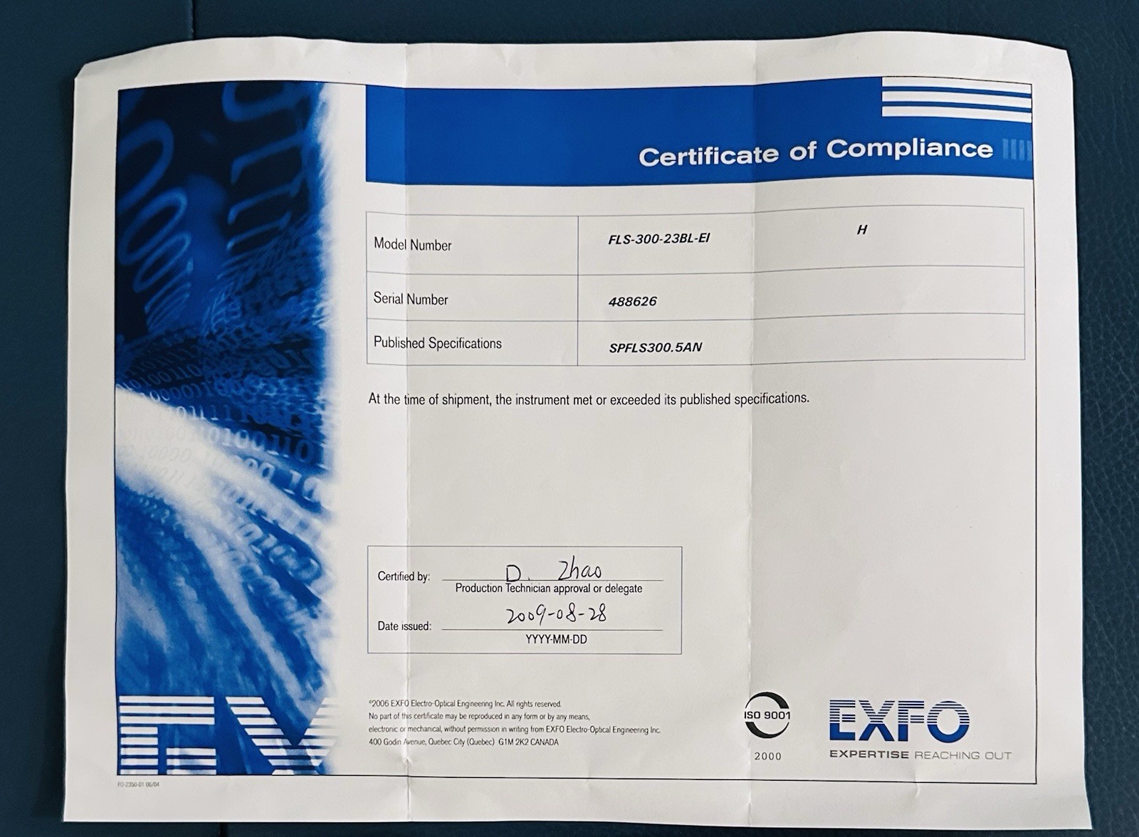 EXFO FLS-300 Light Source FLS-300-23BL-EI
