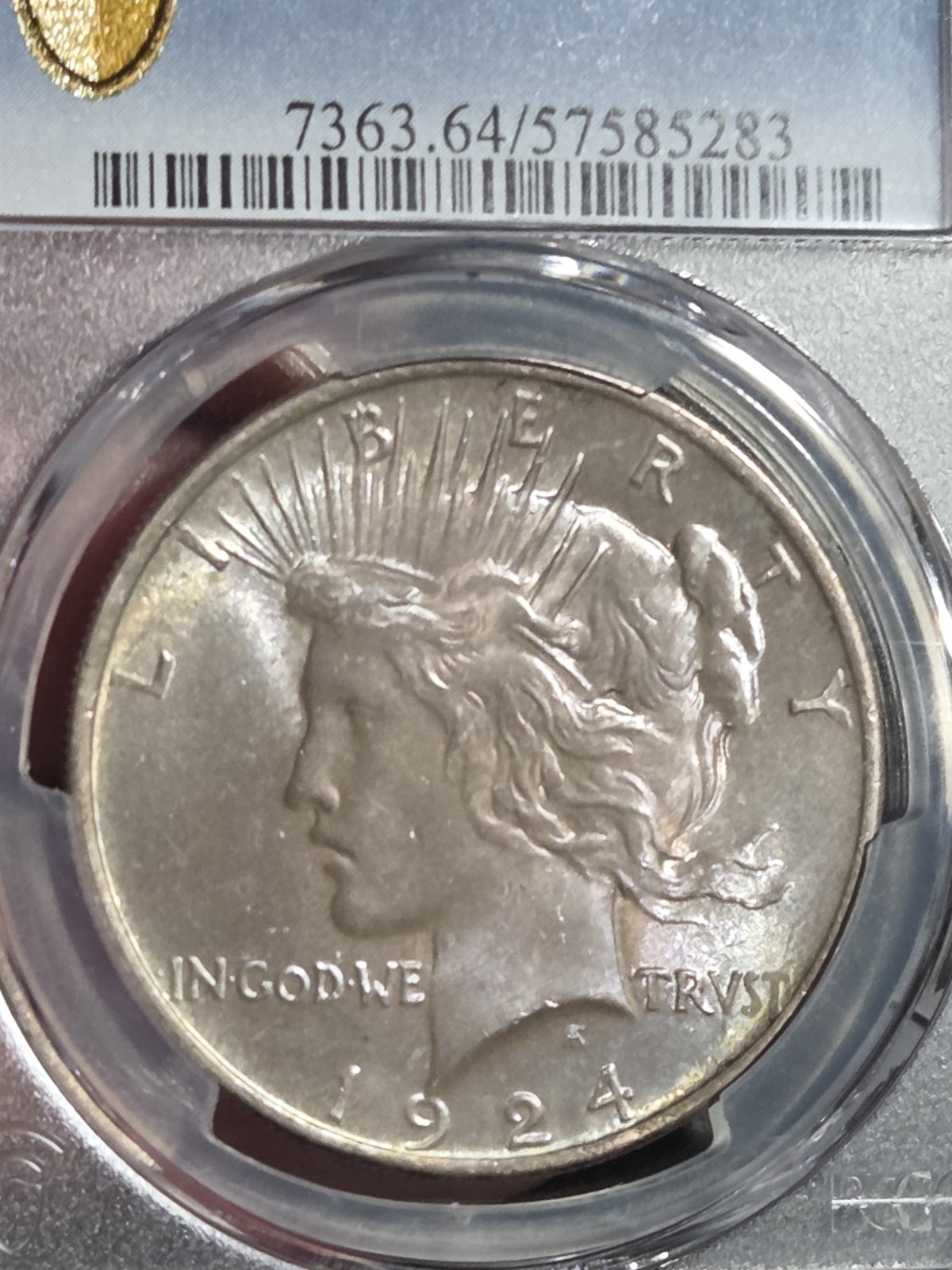 1924 $1 Peace Dollar PCGS MS64 Toned