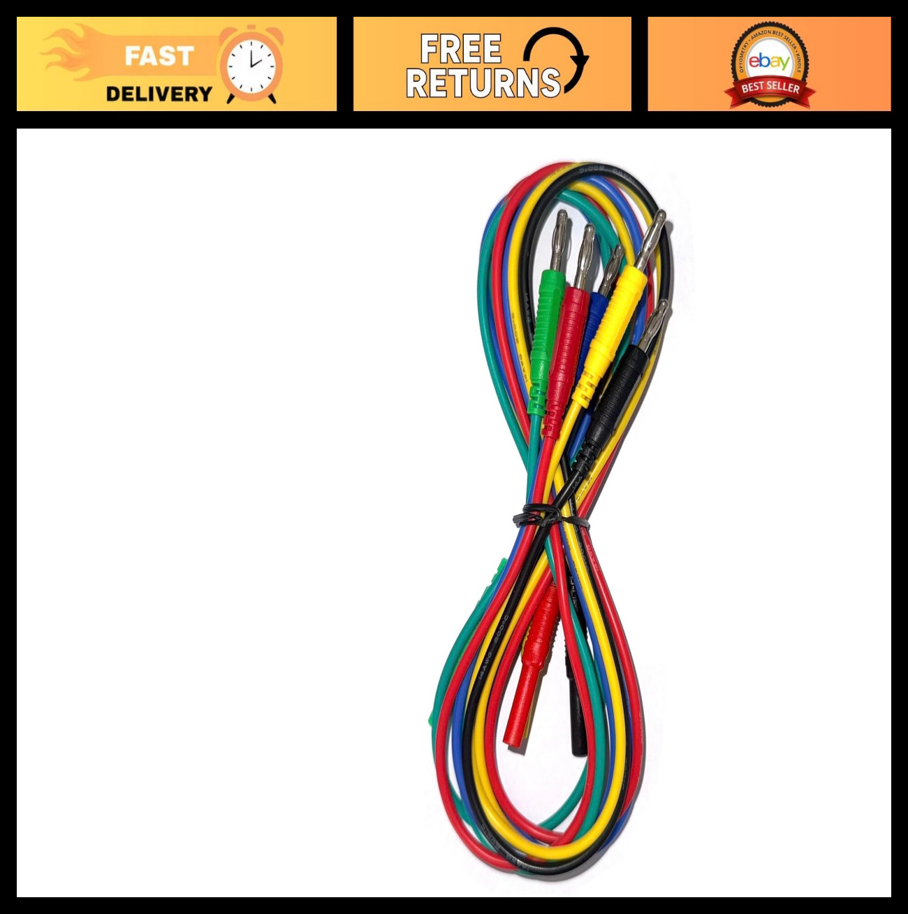 5Pcs Heavy Duty 14AWG Multimeter Test Leads, 6ft Banana Plug to Jack Connectors