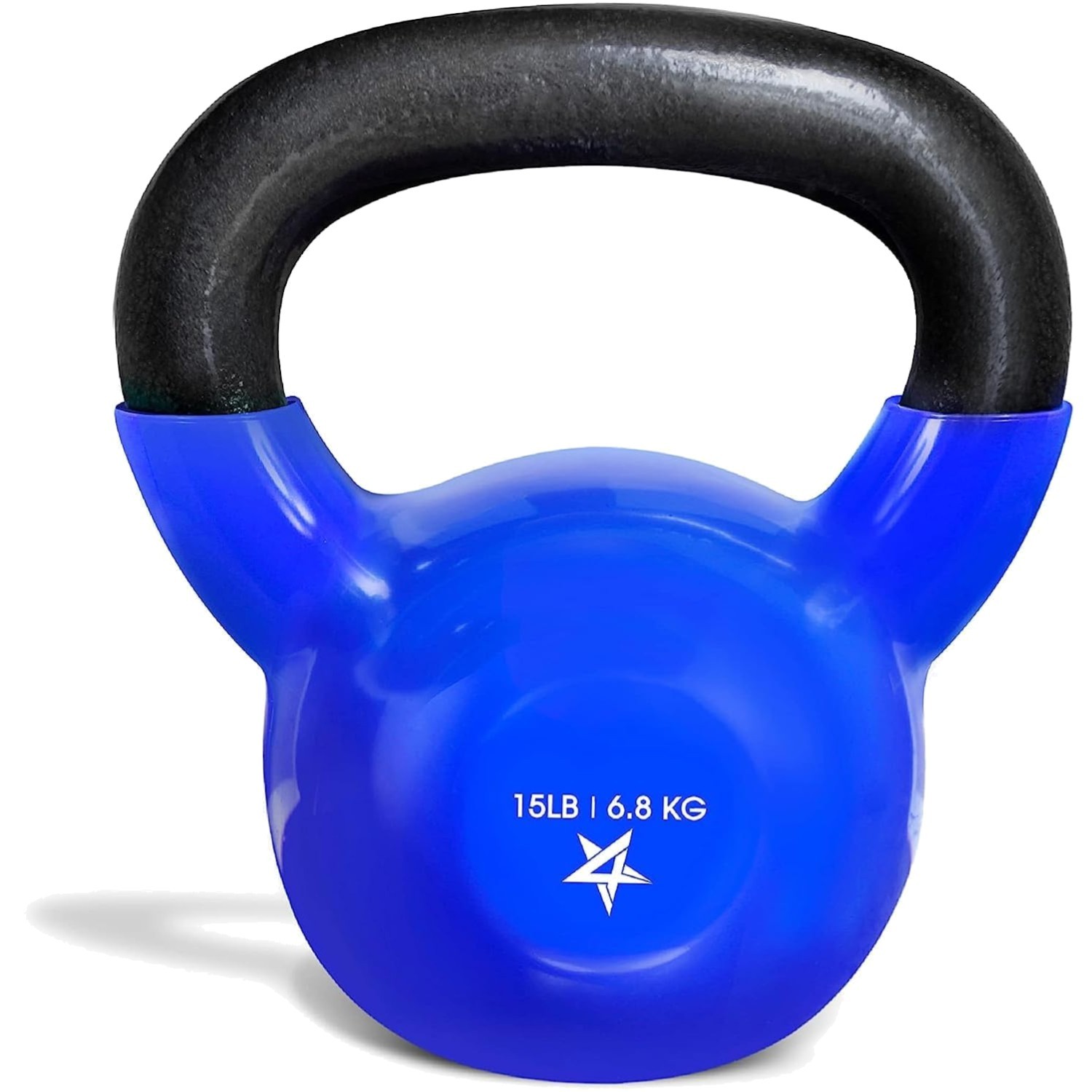Durable 15 LB Cast Iron Kettlebell with Vinyl Coating for Strength Training
