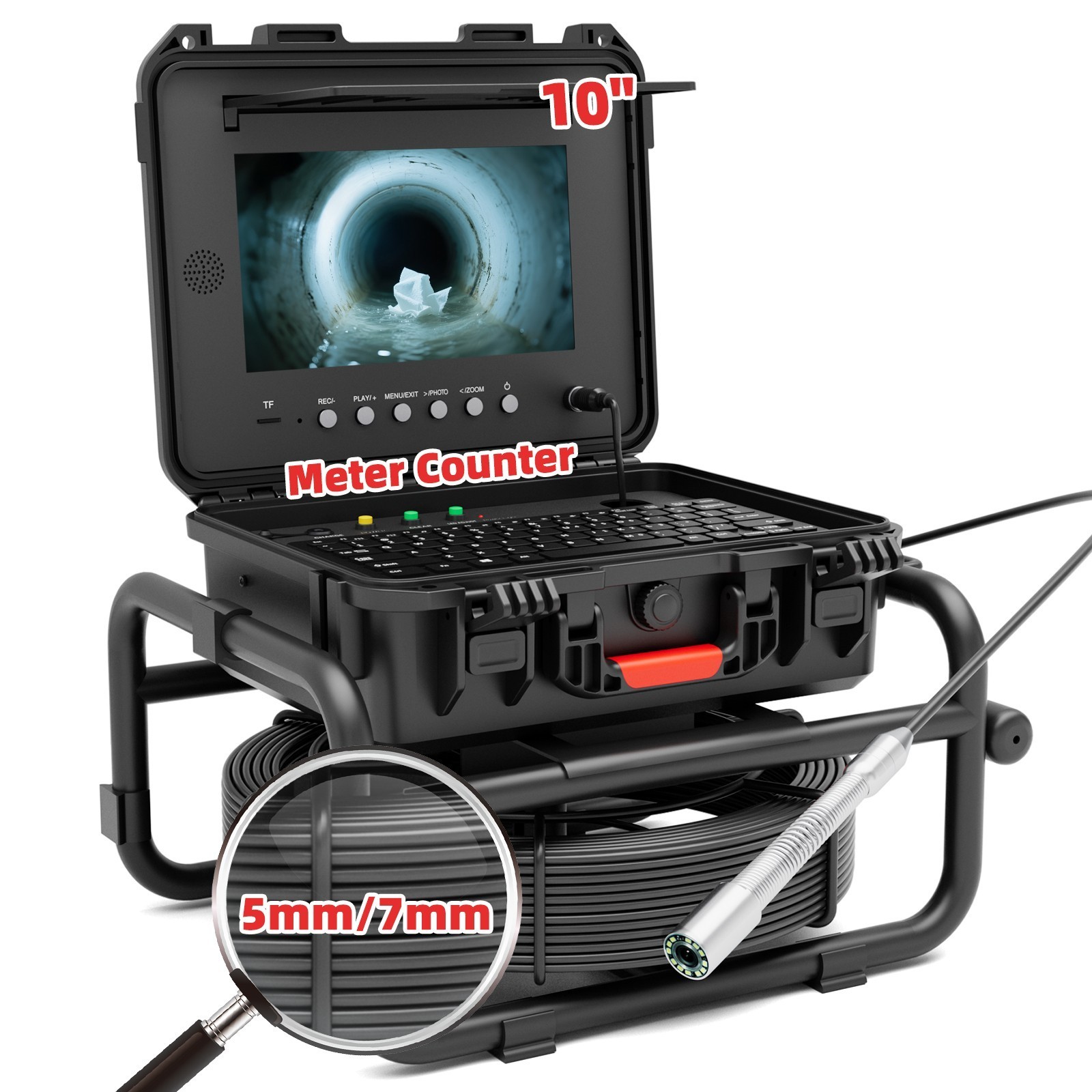 10" Self-leveling Sewer Camera 165FT  Pipe Inspection Borescope w/ Meter Counter
