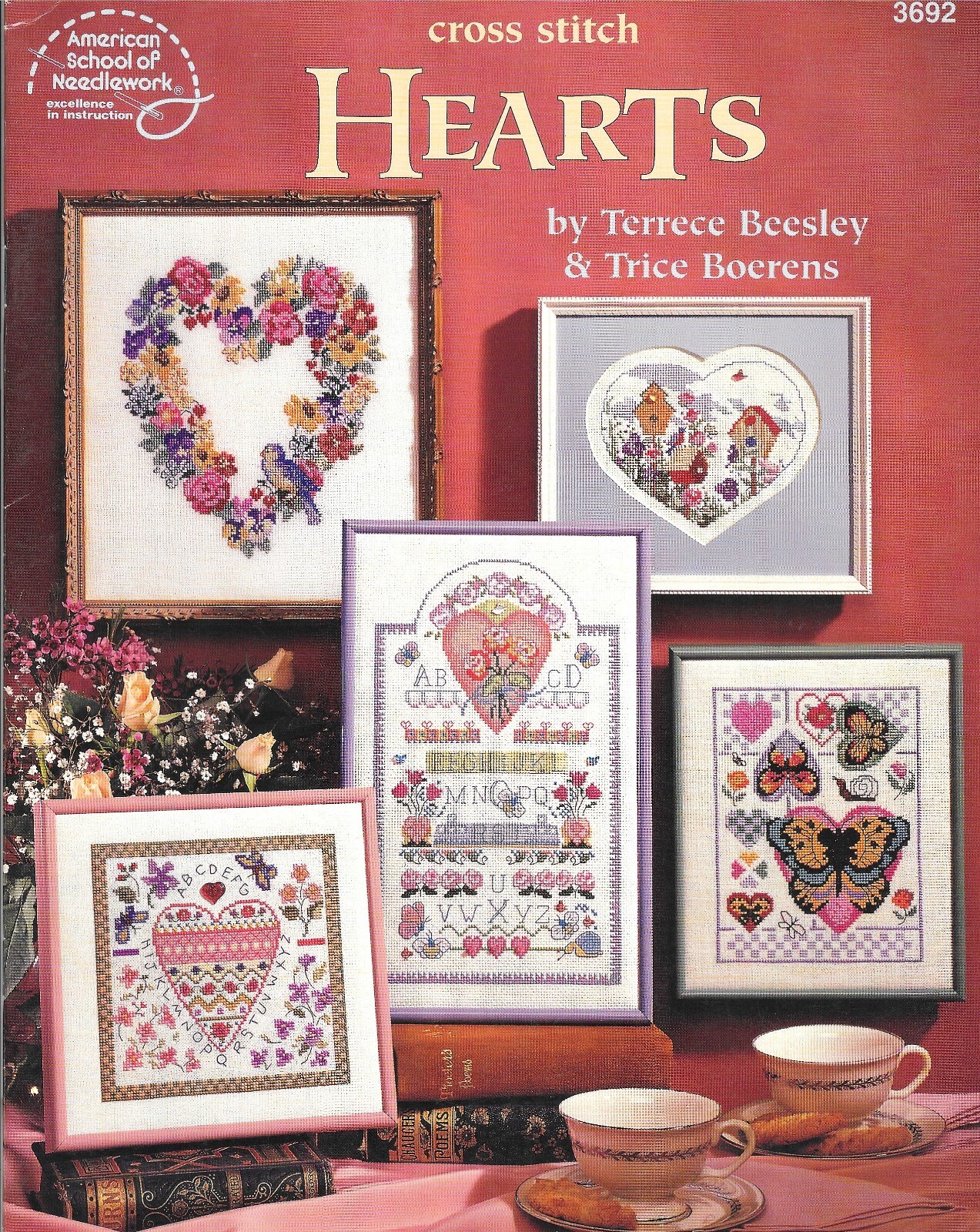Cross Stitch Hearts by T .Beesley/T. Boerens, ASN 3692, Romantic Embroidery