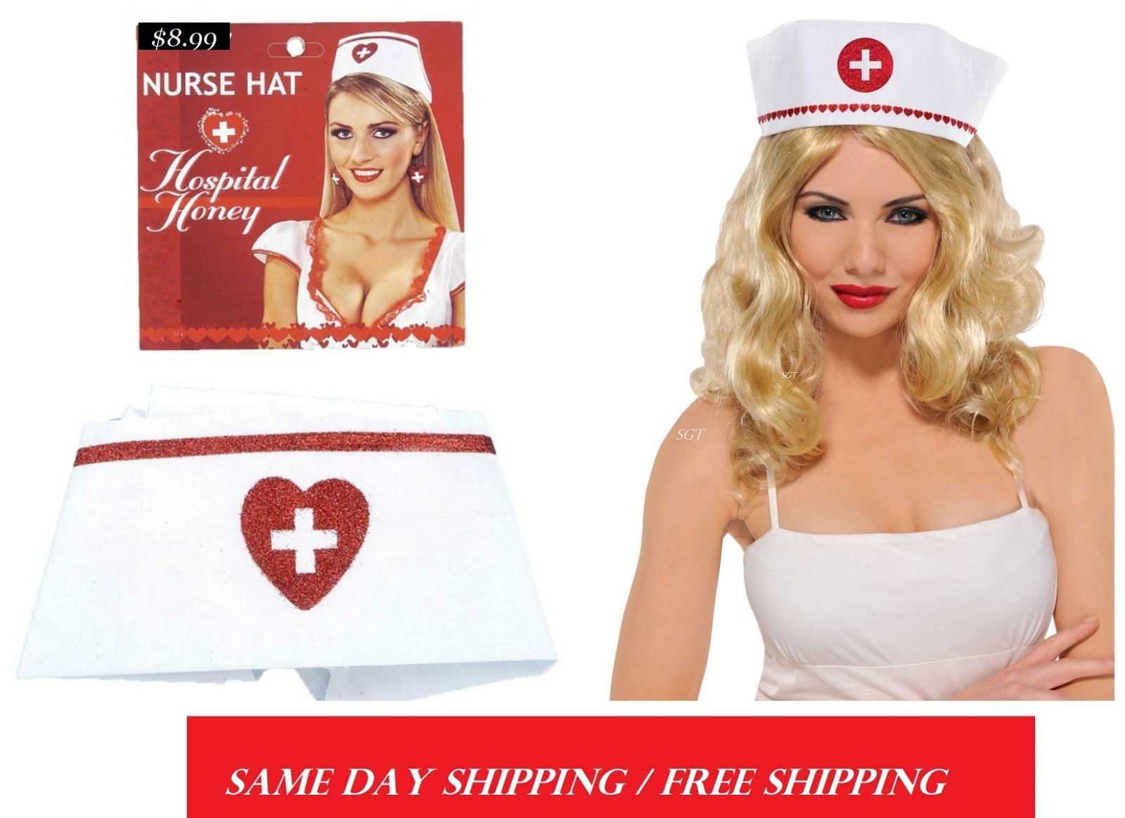 Sexy Nurse Hat Hospital Honey Nurses Fancy Dress Costume  . FREE SHIPPING