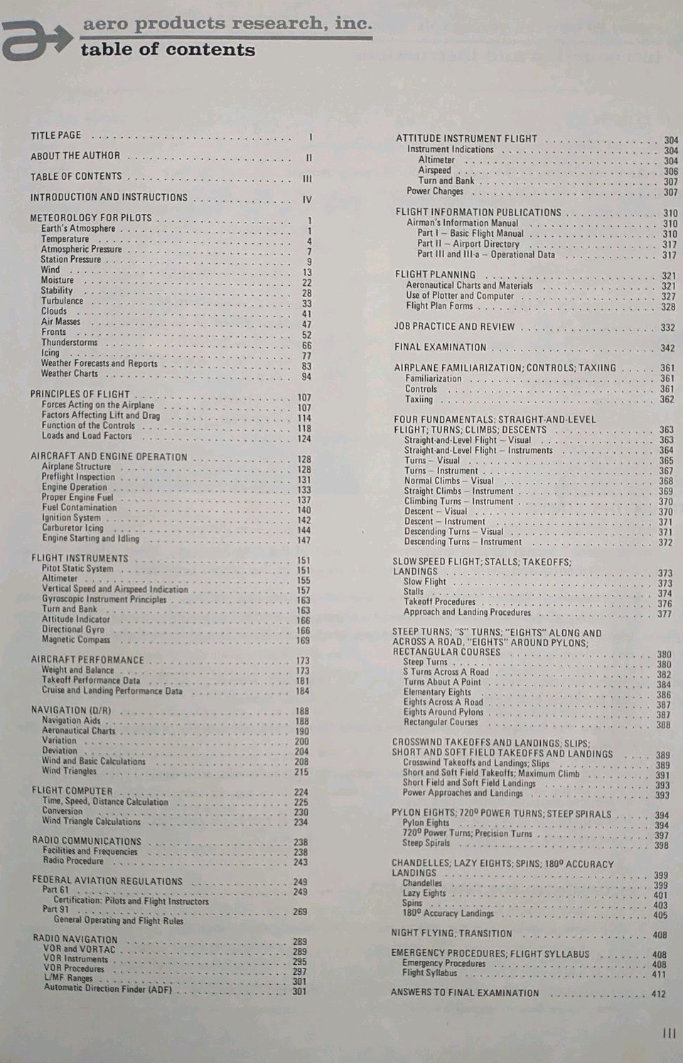 Aero Products Private Pilot Complete Programmed Course 1968 + Flight Computer