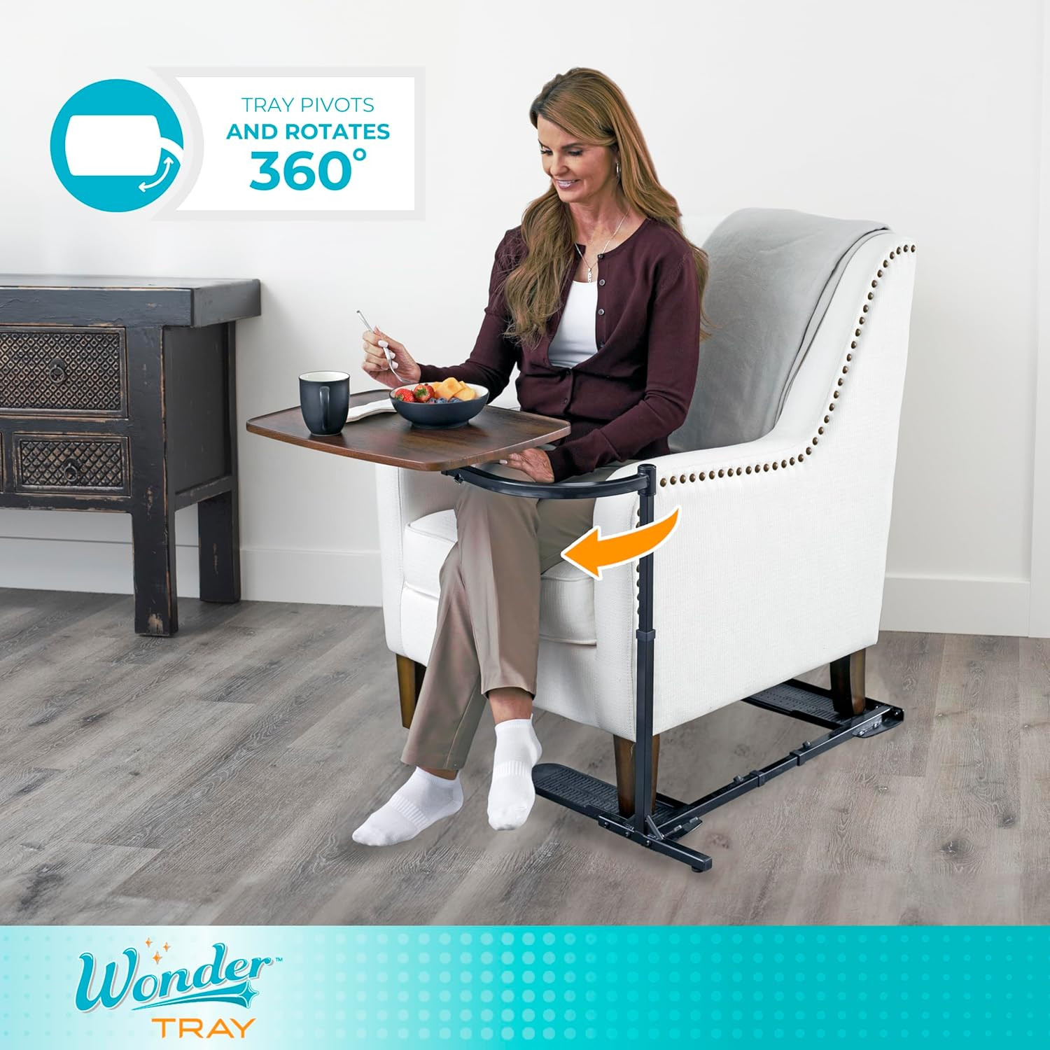 Adjustable Swivel Laptop Stand & Couch Desk - Walnut Side Table & Gaming Tray