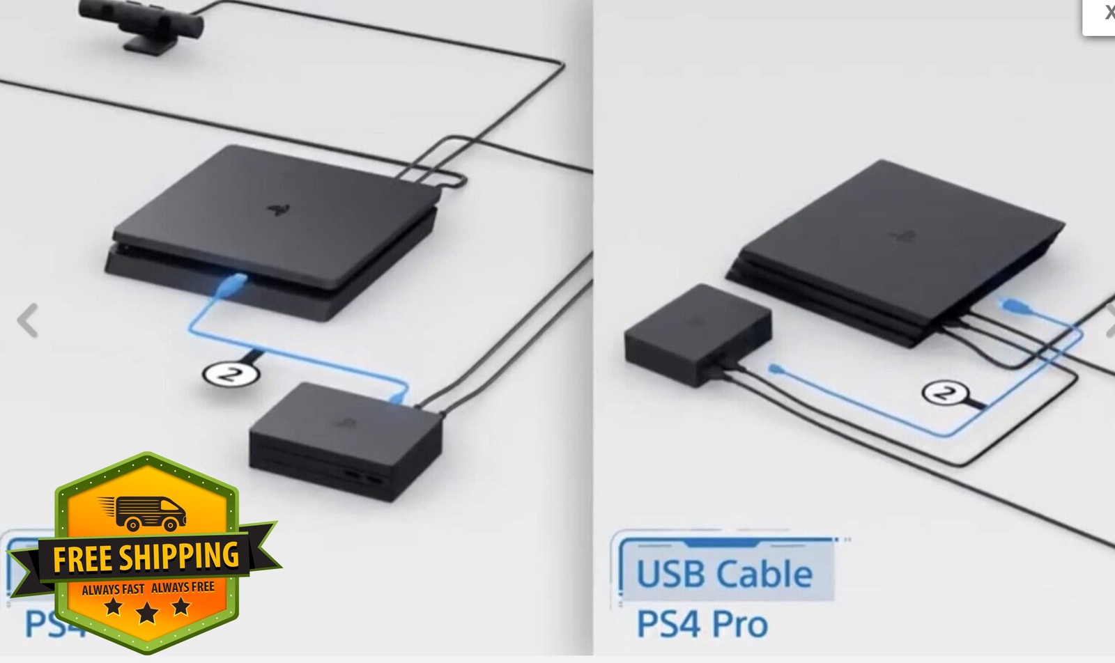 PS4 VR Wire 2 Virtual Reality Connection Cable Replacement