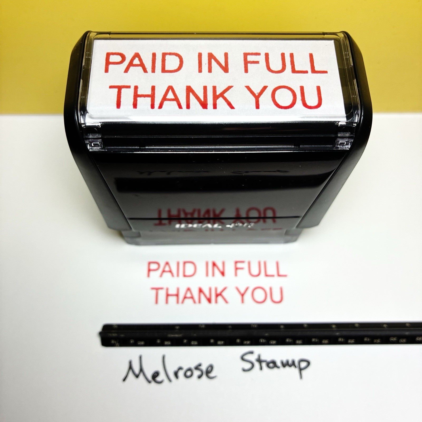 Paid In Full Thank You Rubber Stamp Red Ink Self Inking Ideal 4913
