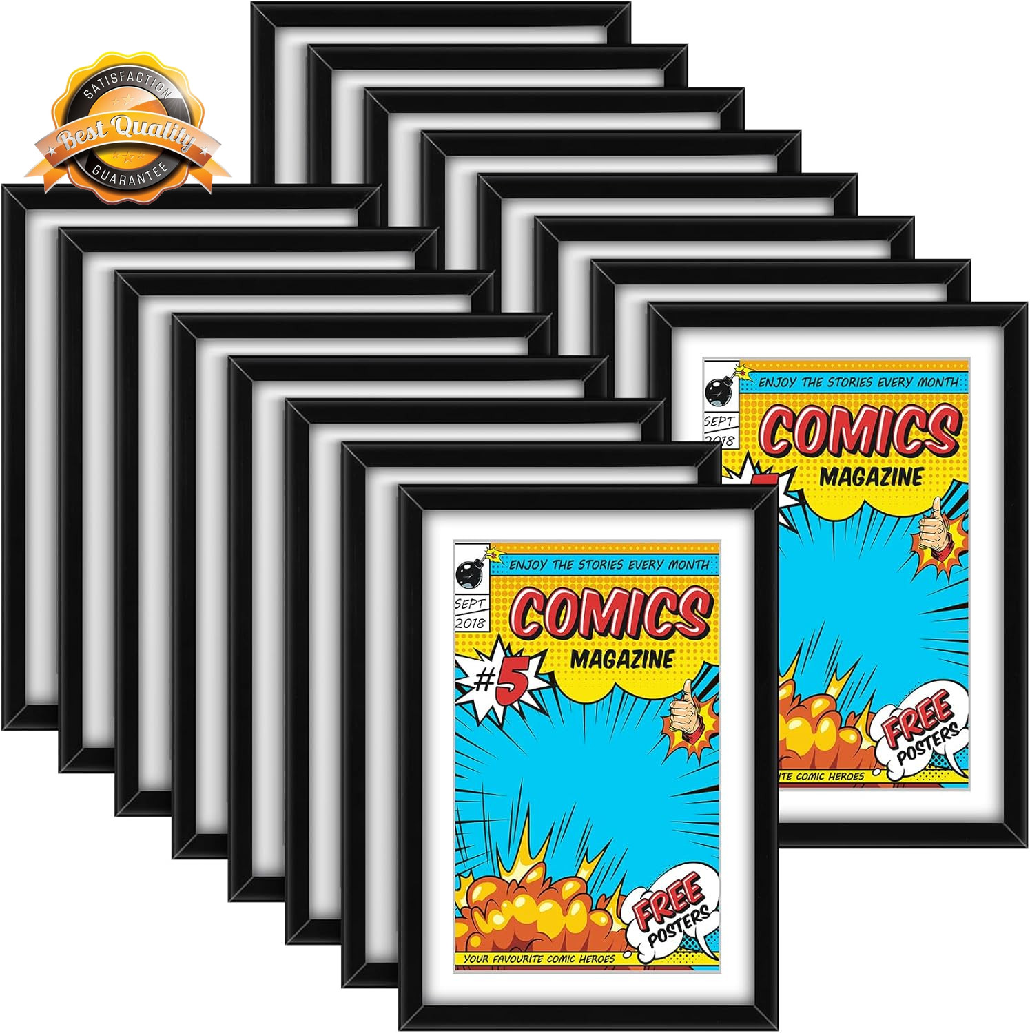 16 Pack Comic Book Frame UV Protection Magazine Picture Display Wall Mount Book