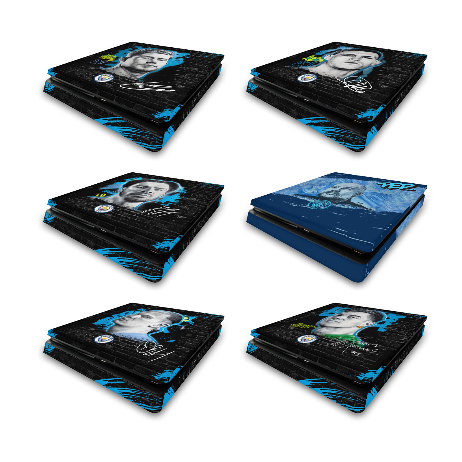 MAN CITY FC GRAFFITI COLLECTION BY MURWALLS VINYL SKIN FOR SONY PS4 SLIM CONSOLE
