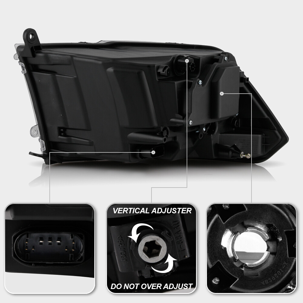 2016-2018 Ram 1500 w/Chrome Trim LED DRL Projector Headlight Headlamp-Passenger