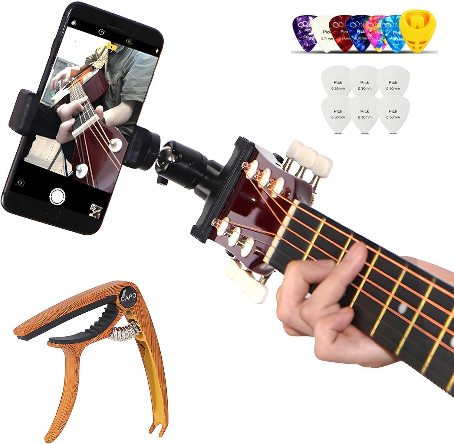 Guitar Accessories Gifts for Men - 1 Bass/Ukulele/Electric Guitar Phone Holder f